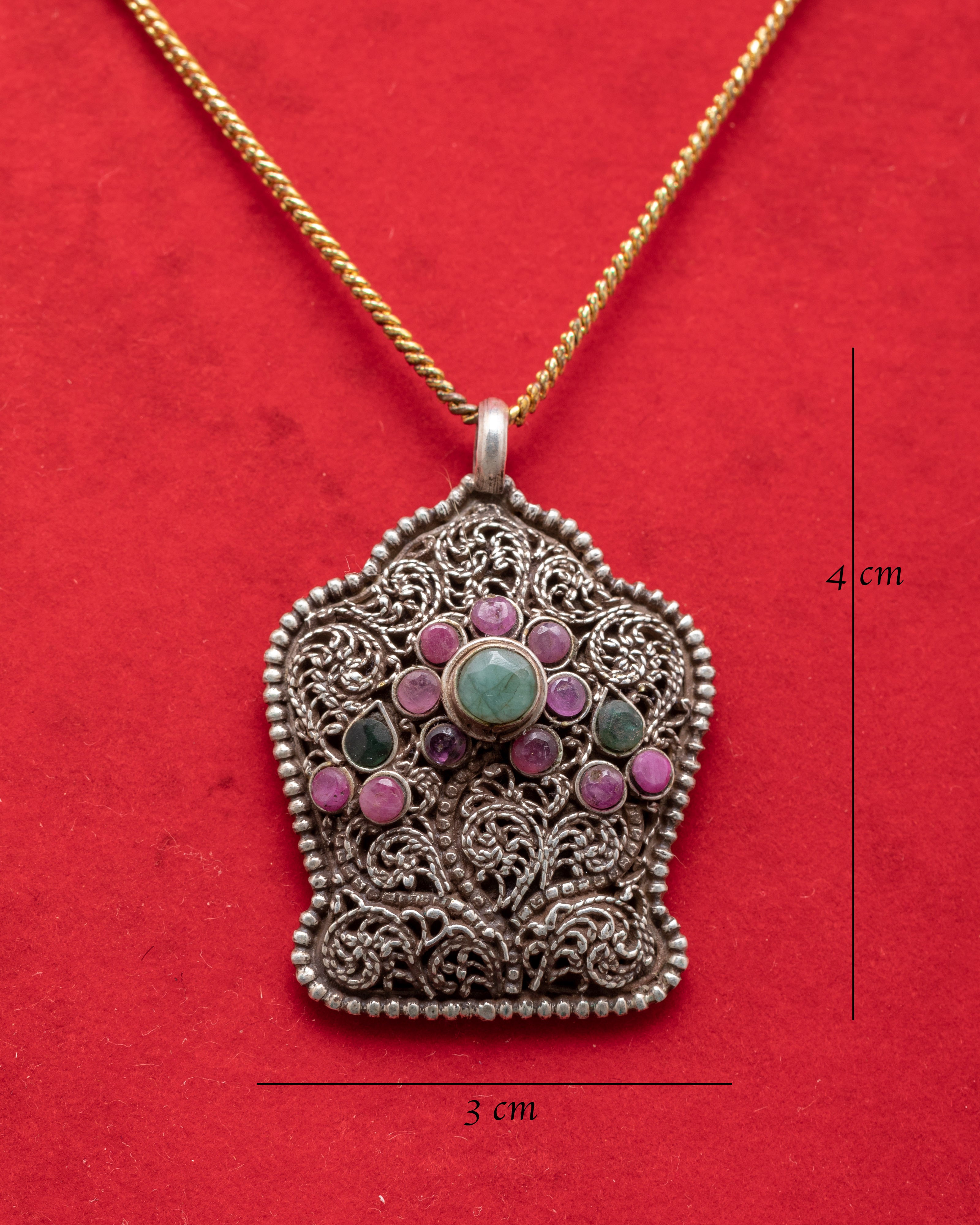 Handmade Silver Flower Motif Pendant | Traditional Filigree Jewelry