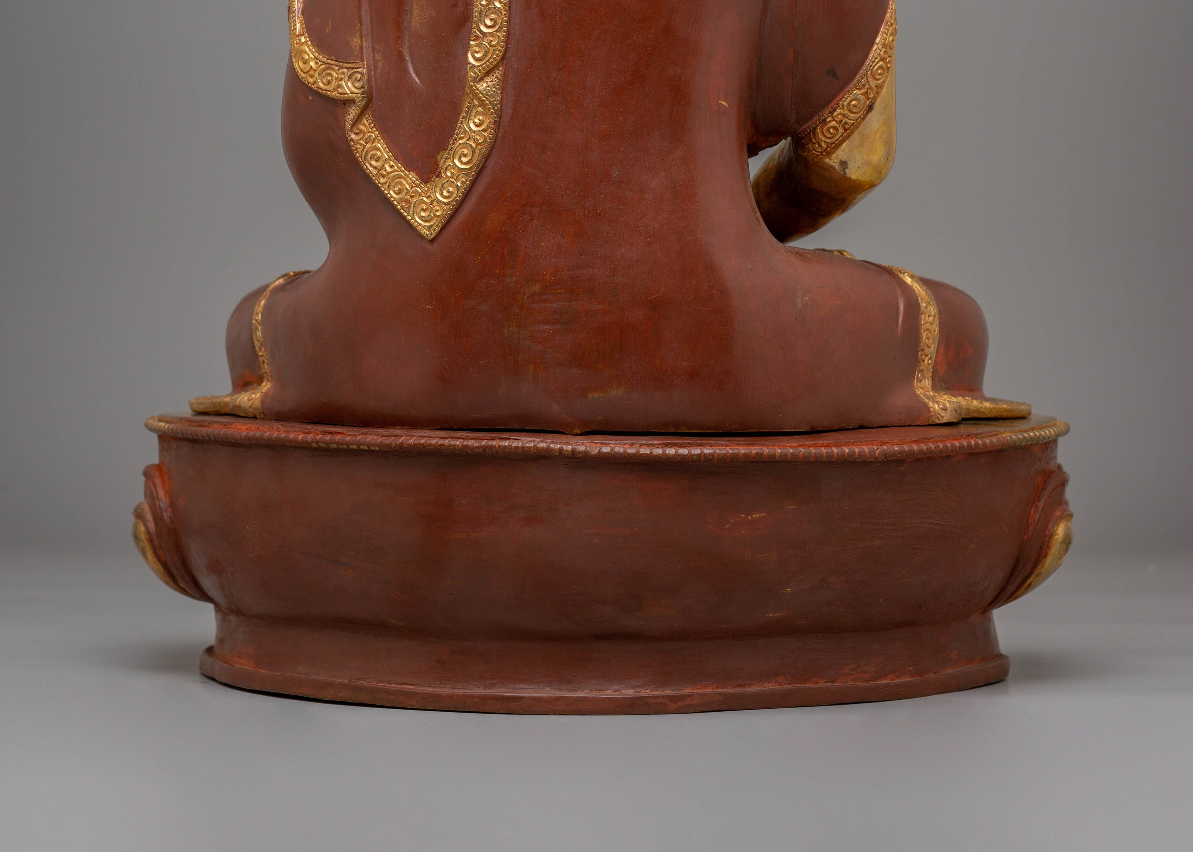 Himalayan Statue of Amitabha Buddha | Electro Gold-Plated Copper with Acrylic Color