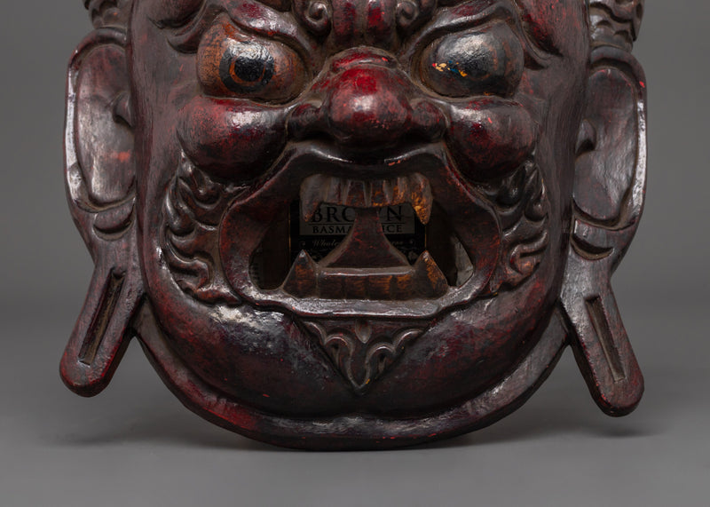 Bhairav Wall Hanging Spiritual Mask | Handcrafted Wooden Bhairav Face