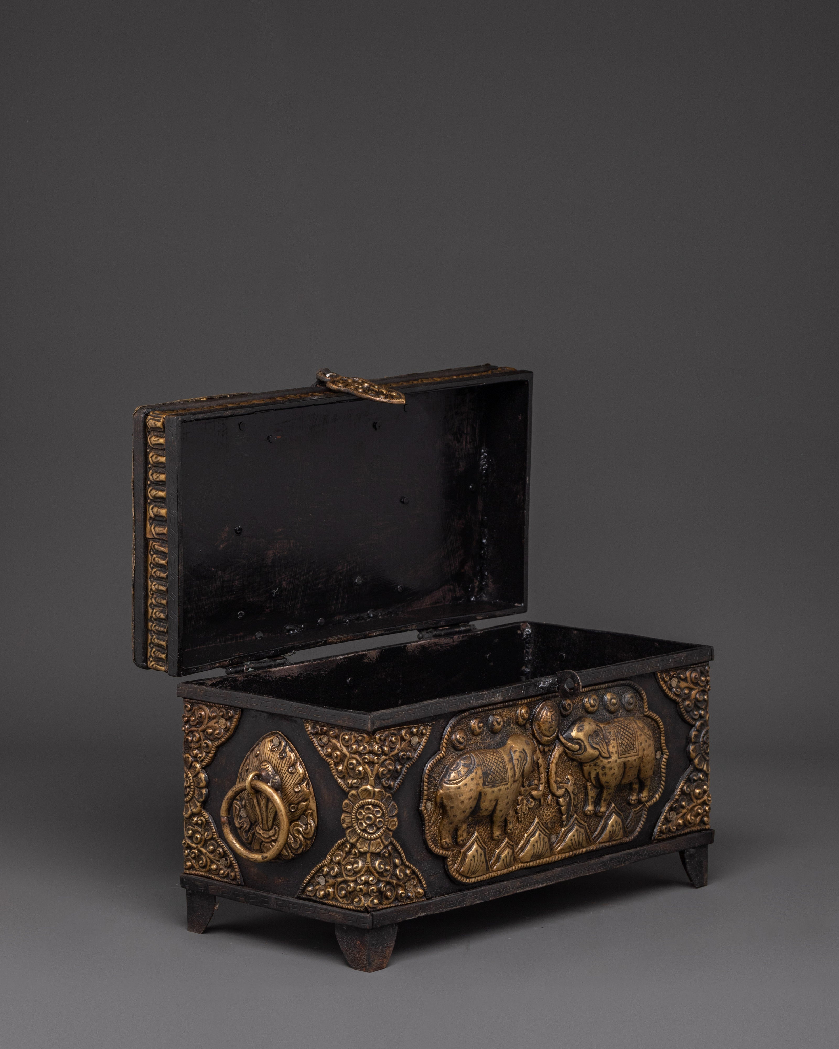 Treasure Chest Decor |  Chest with Elephant Carvings