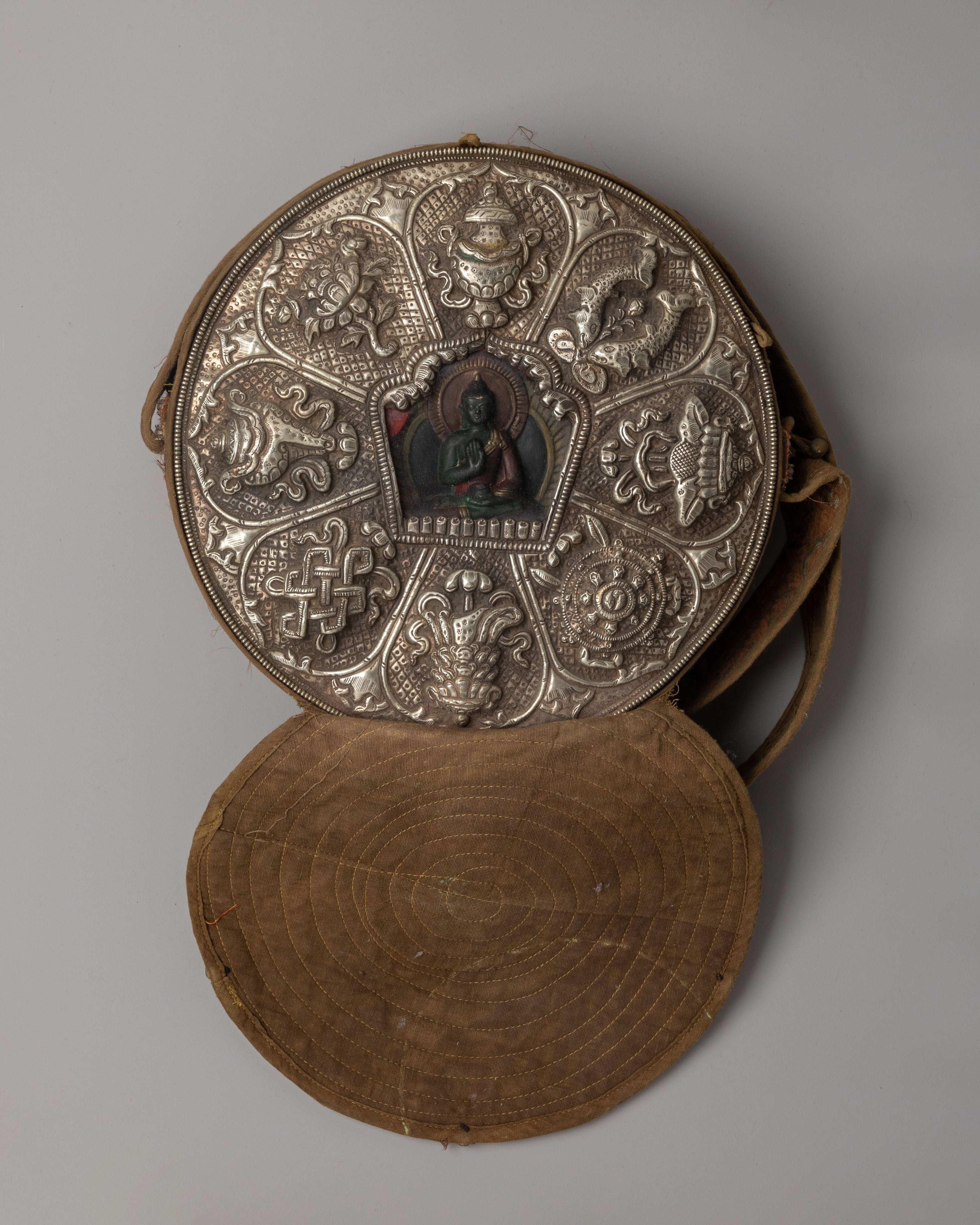 Handcrafted Ghau Box Locket Copper Art | Silver Spiritual Box