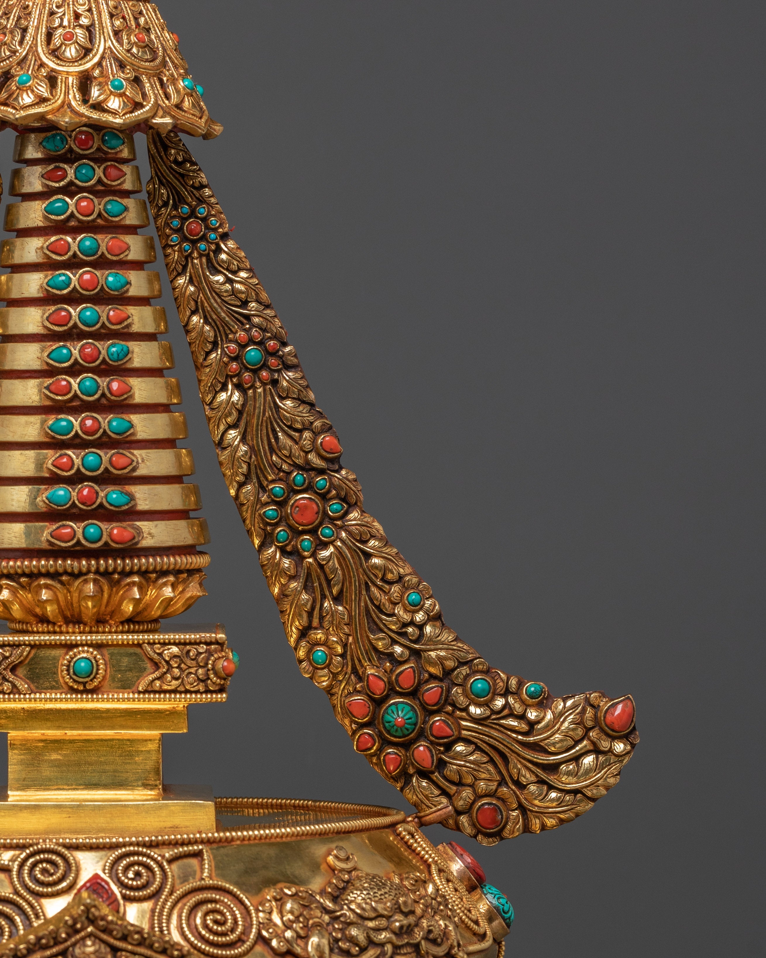Ritual Stupa for Shrine | Gold Plated Copper Buddhist Stupa