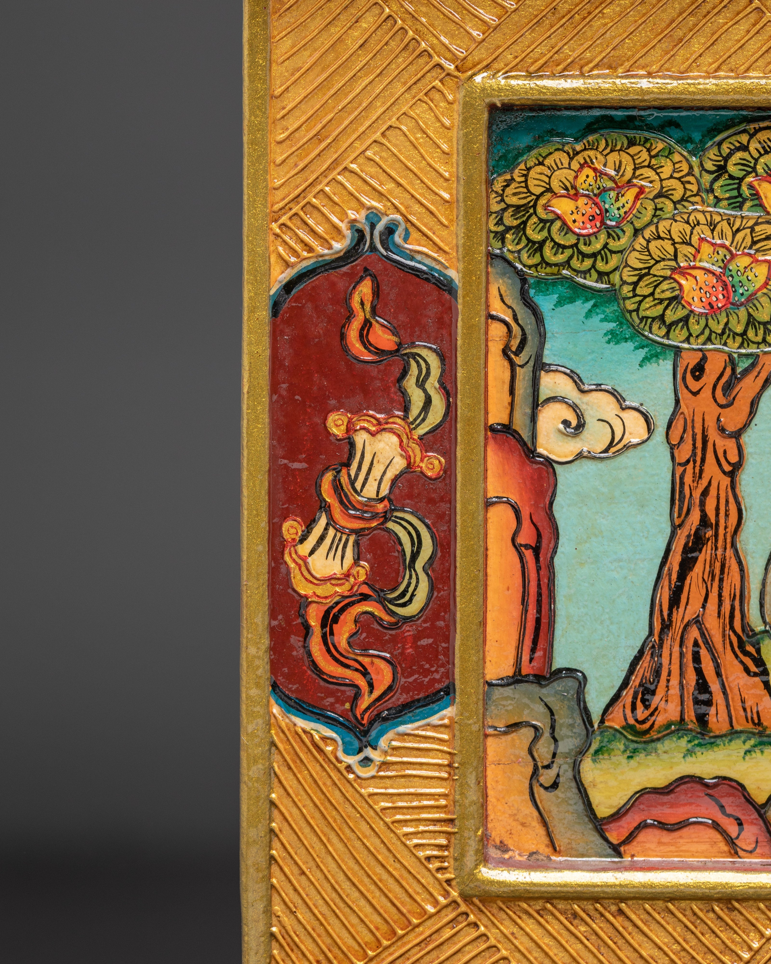 Handcrafted Tibetan Folding Table | Painted Buddhist Art Table