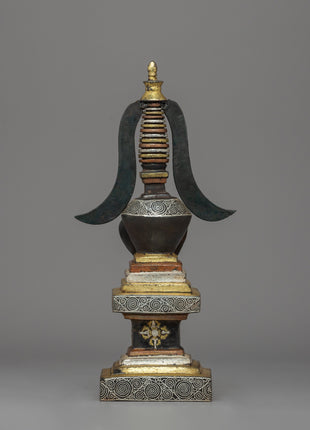 27.5cm Tibetan Dharma Stupa | A Sacred Symbol of Blessings
