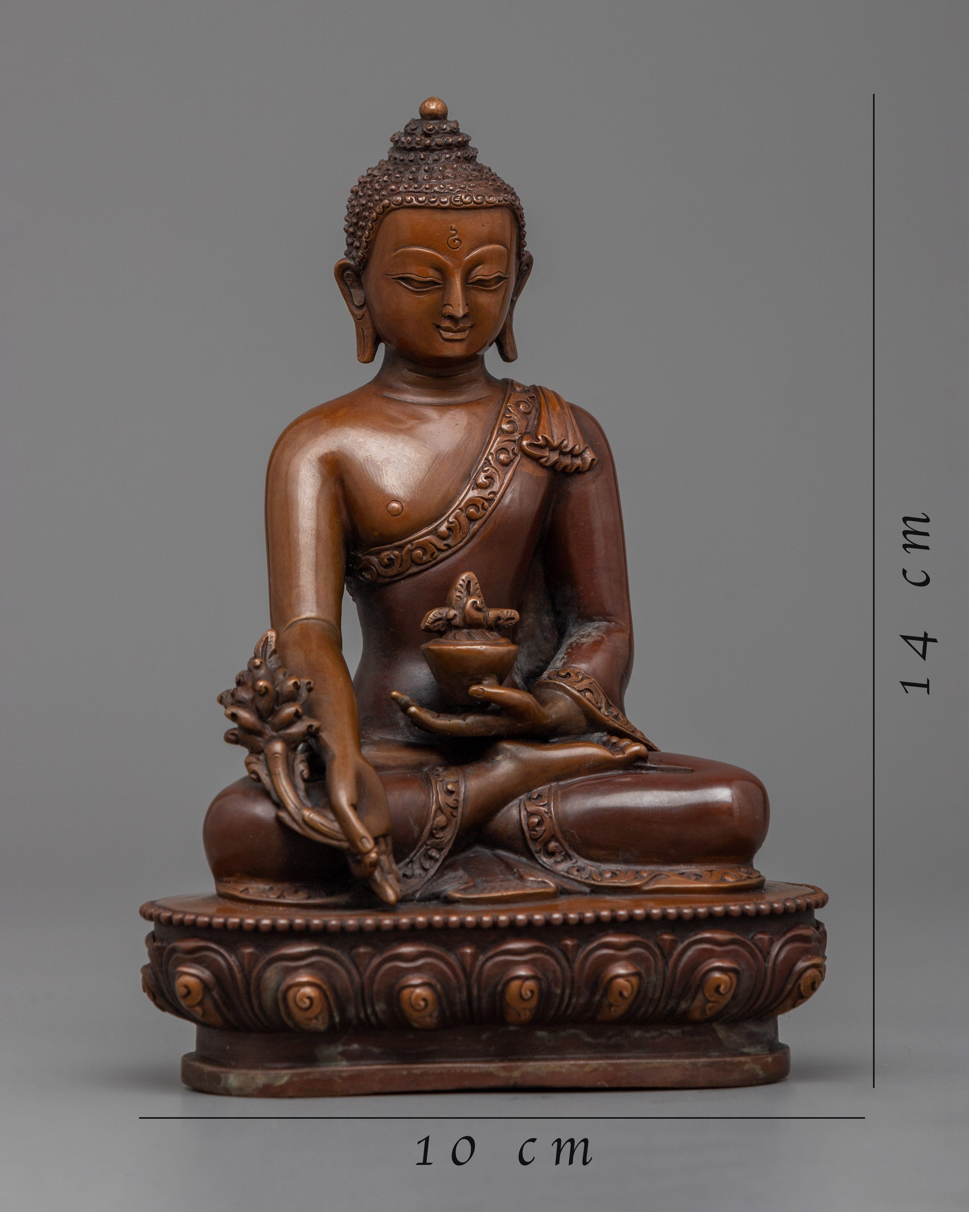 Medicine Buddha Mantra Practice Sculpture | Oxidized Copper Buddhist Statue