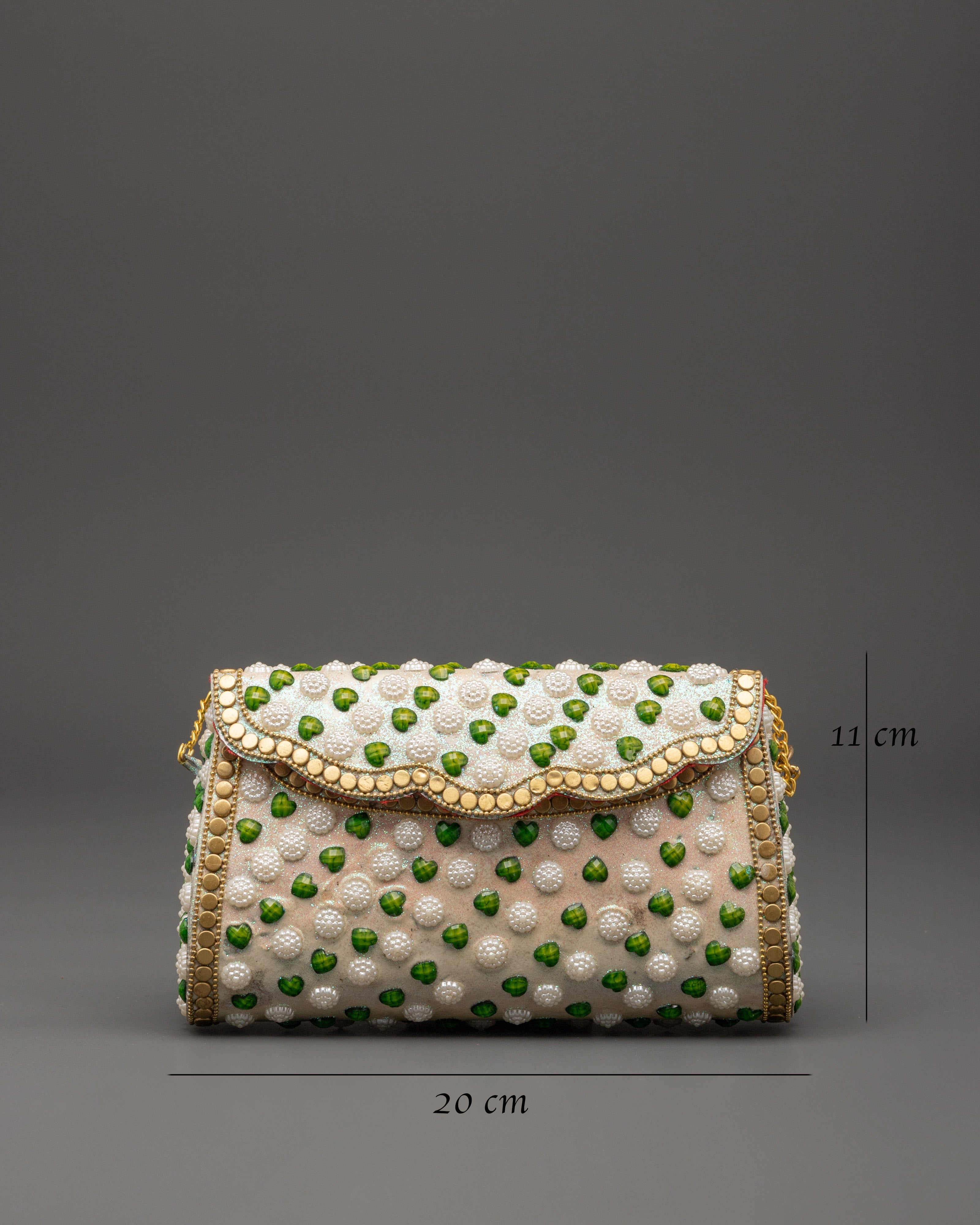 Pearl & Green Stone Side Bag | Bag For Special Occasions