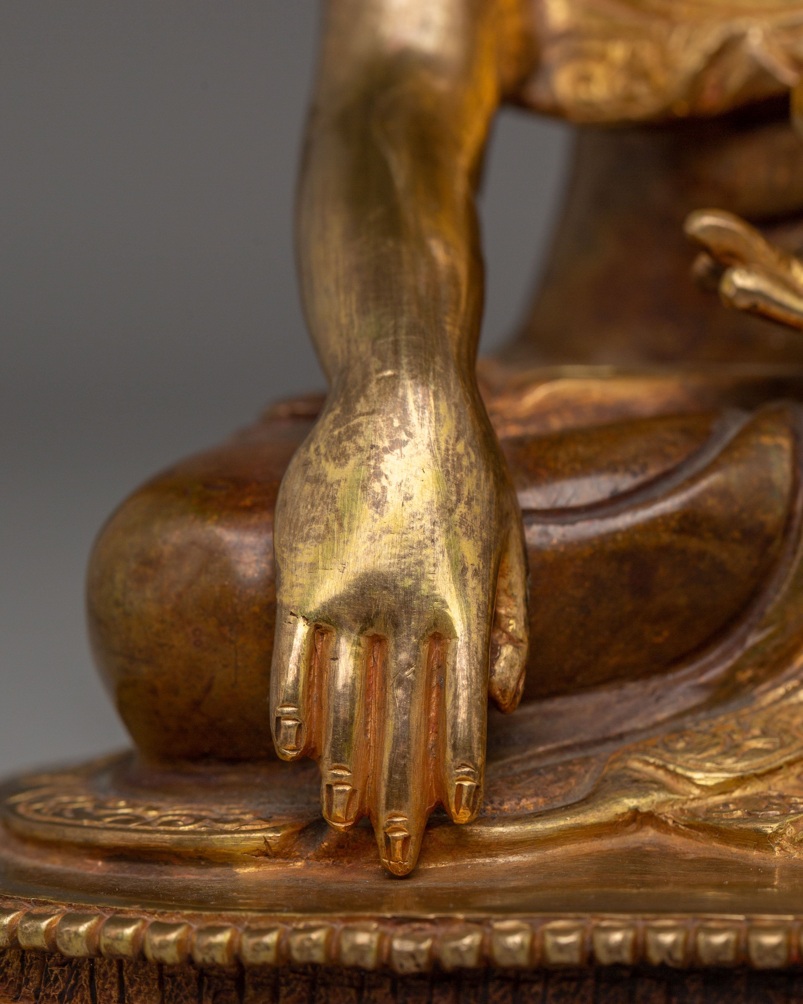 Crowned Shakyamuni Buddha Statue | Handcrafted Gold-Plated Tibetan Buddha