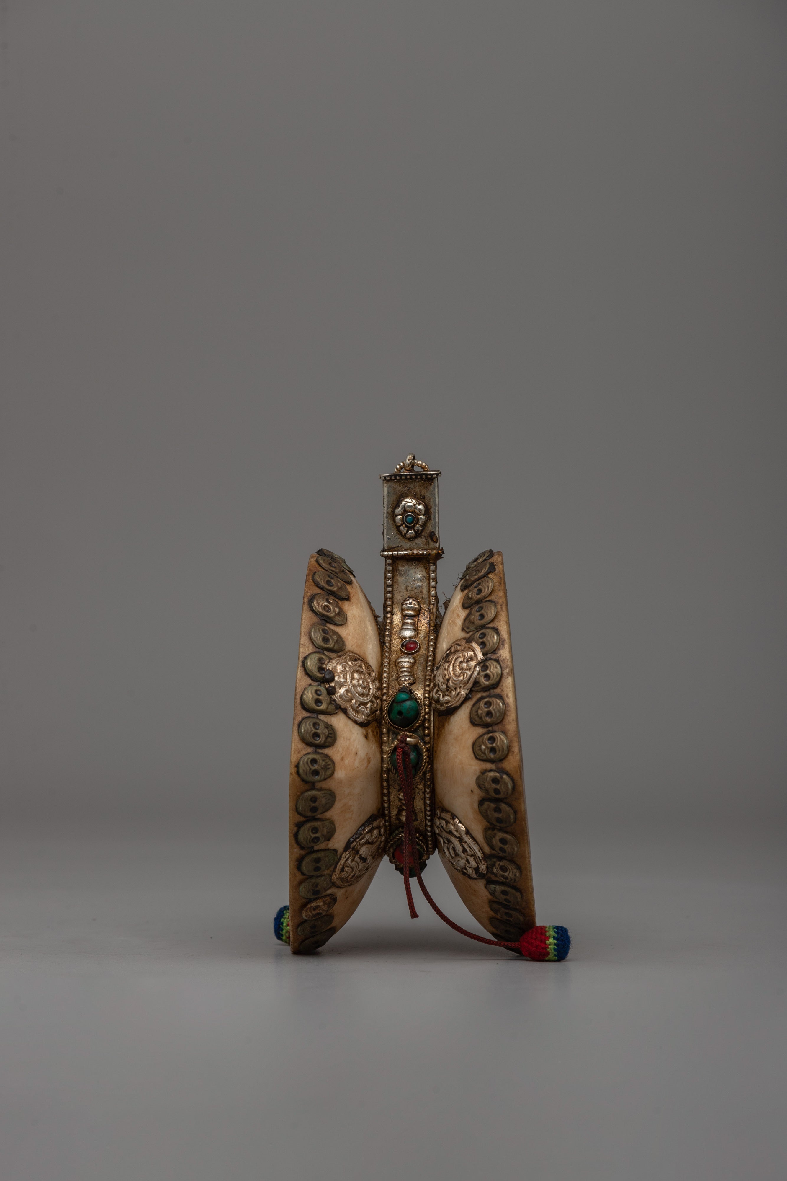 Damaru Drum with Turquoise & Coral | A Spiritual Tool for Rituals