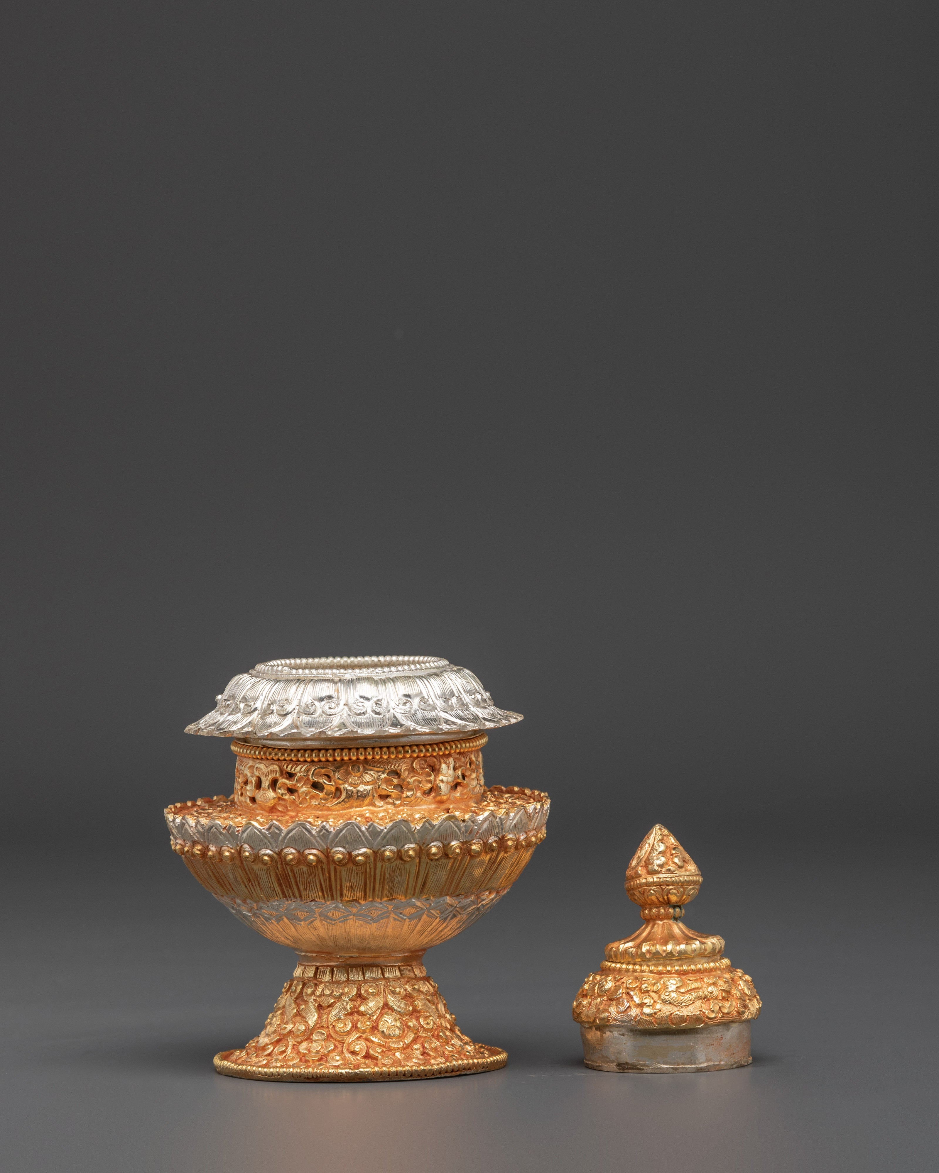 Sacred Ceremonial Rice Pot | Handcrafted Copper & Gold Plated Ritual Vessel