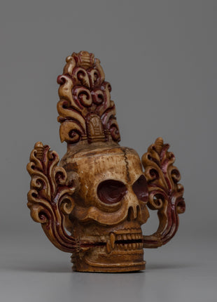 Buffalo Bone Skull Head | Hand-Carved Buddhist Decor