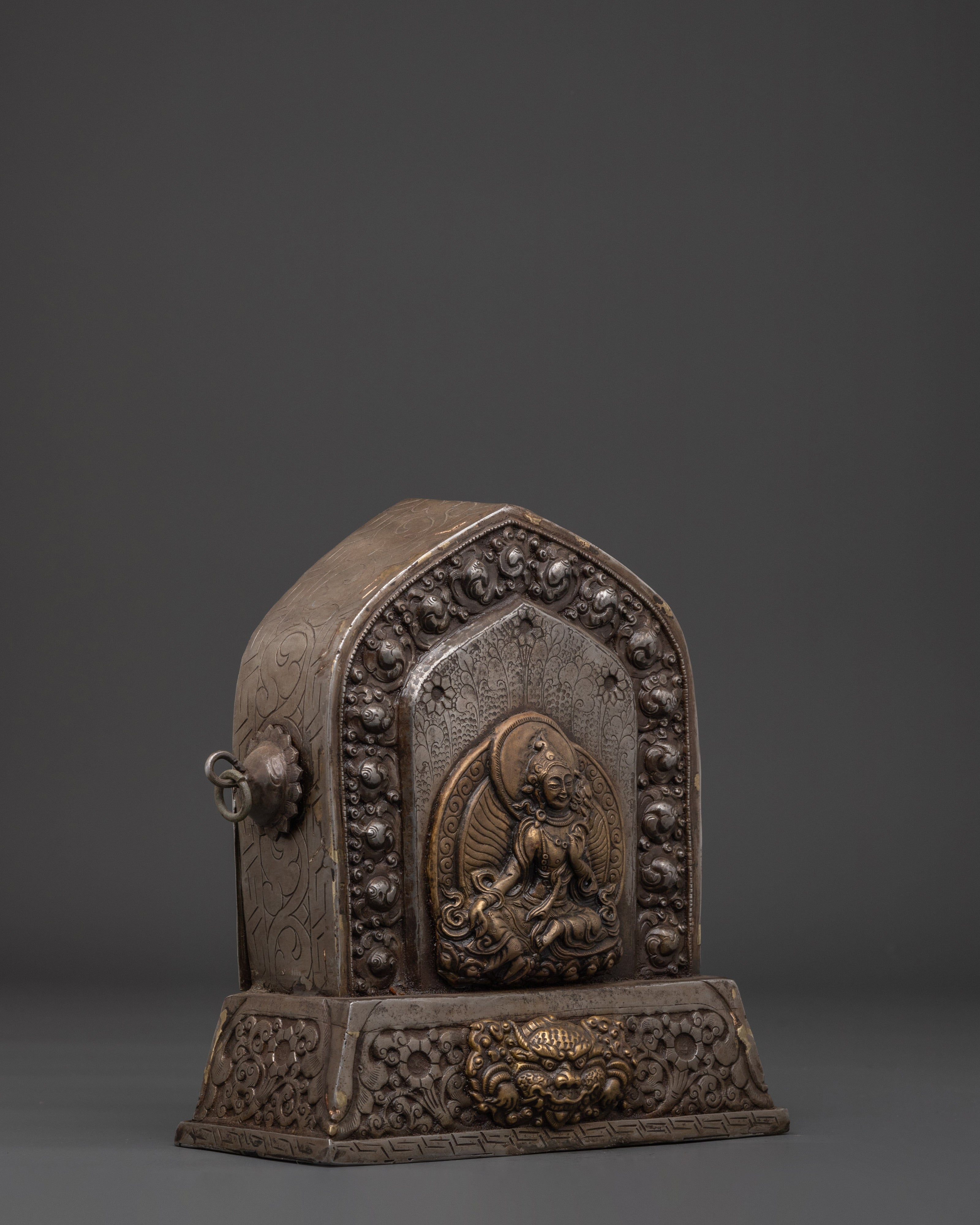 Handcrafted Religious Ghau Box | Tibetan Copper Altar Box for Meditation