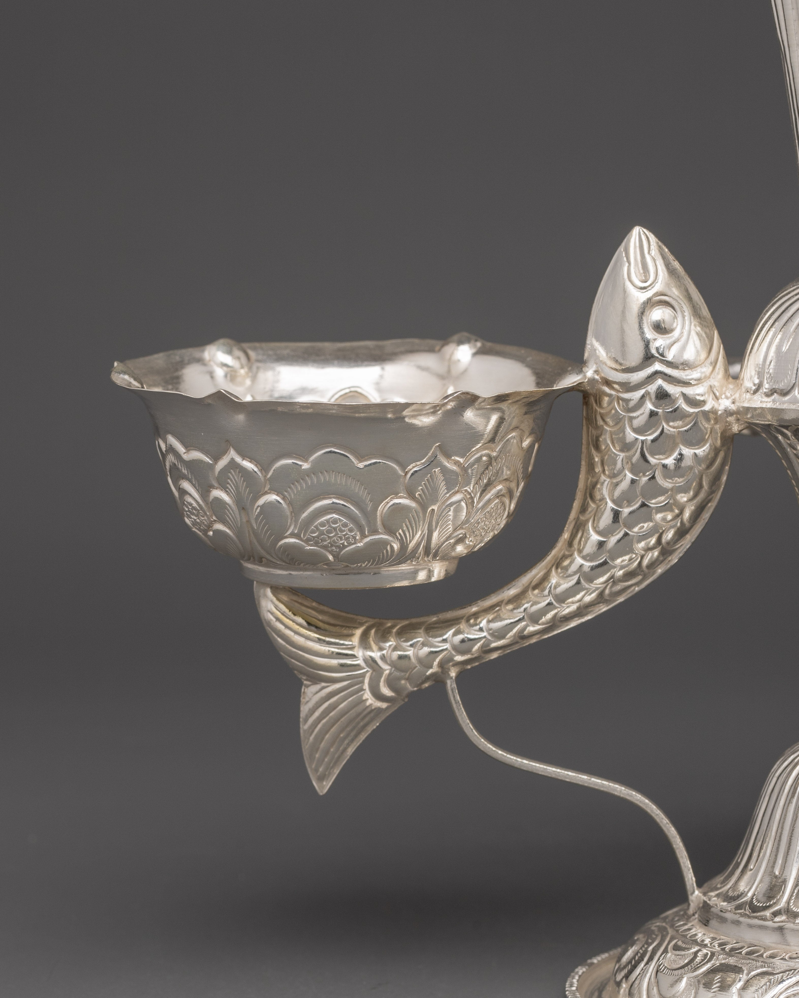 Machha Tikadani of Pure Silver | Jamara and Tika Holder for Dashain