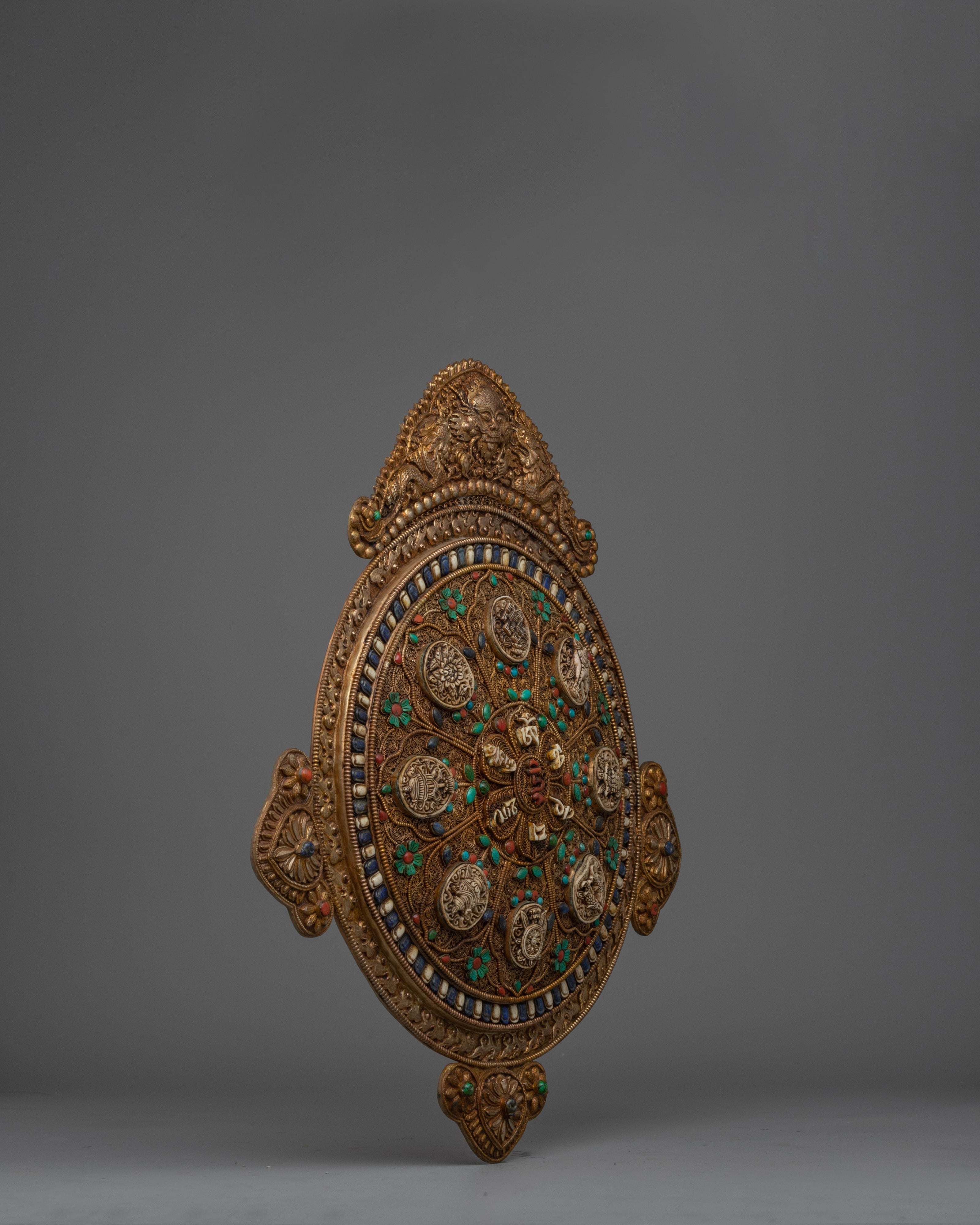 Metal Thangka with Eight Auspicious Symbols | Buddhist Symbols