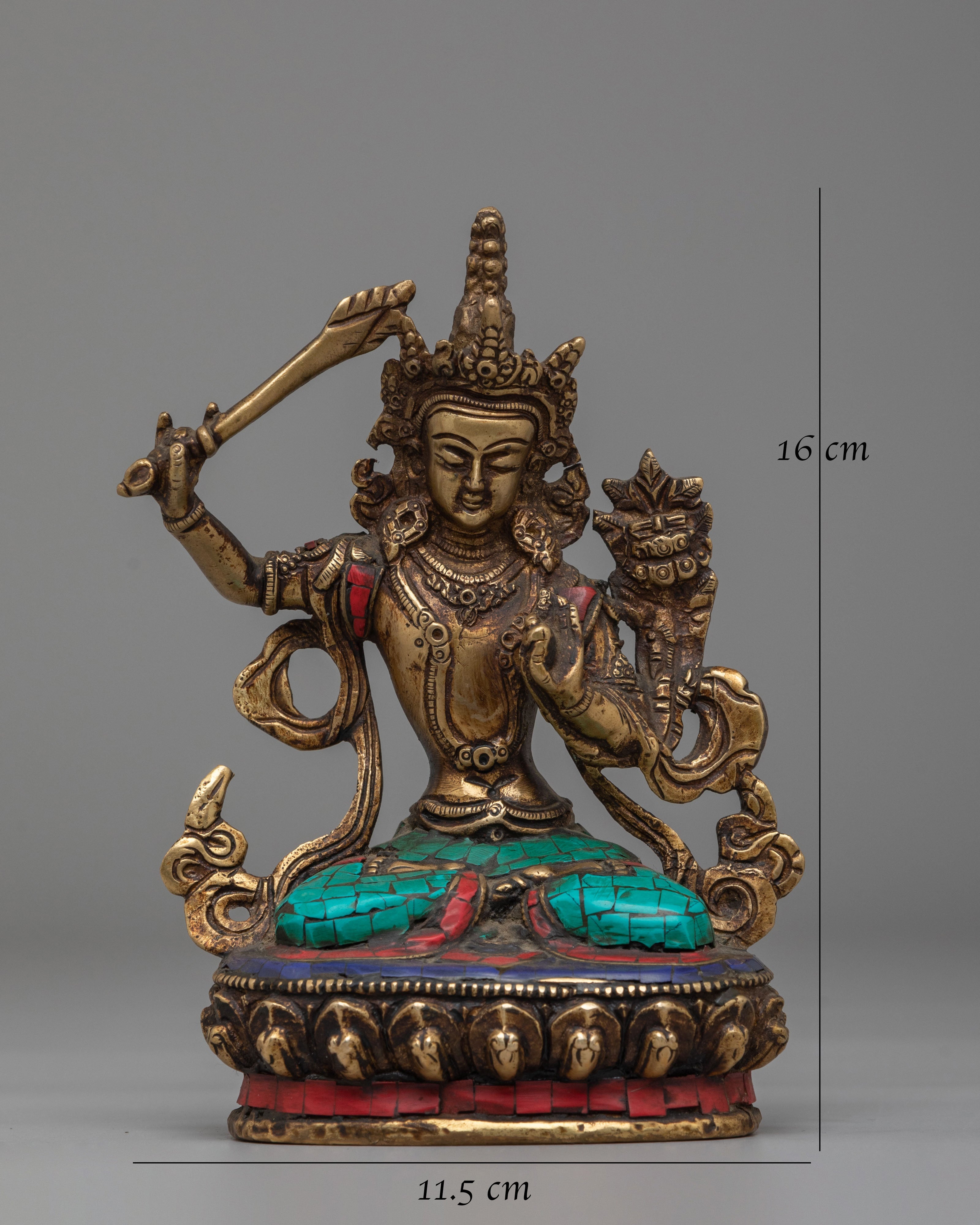 Buddhist Manjushri Handmade Statue | Spiritual Tibetan Decor