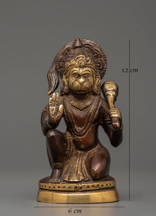 Antique-finish Brass Hanuman Statue | Spiritual Decor