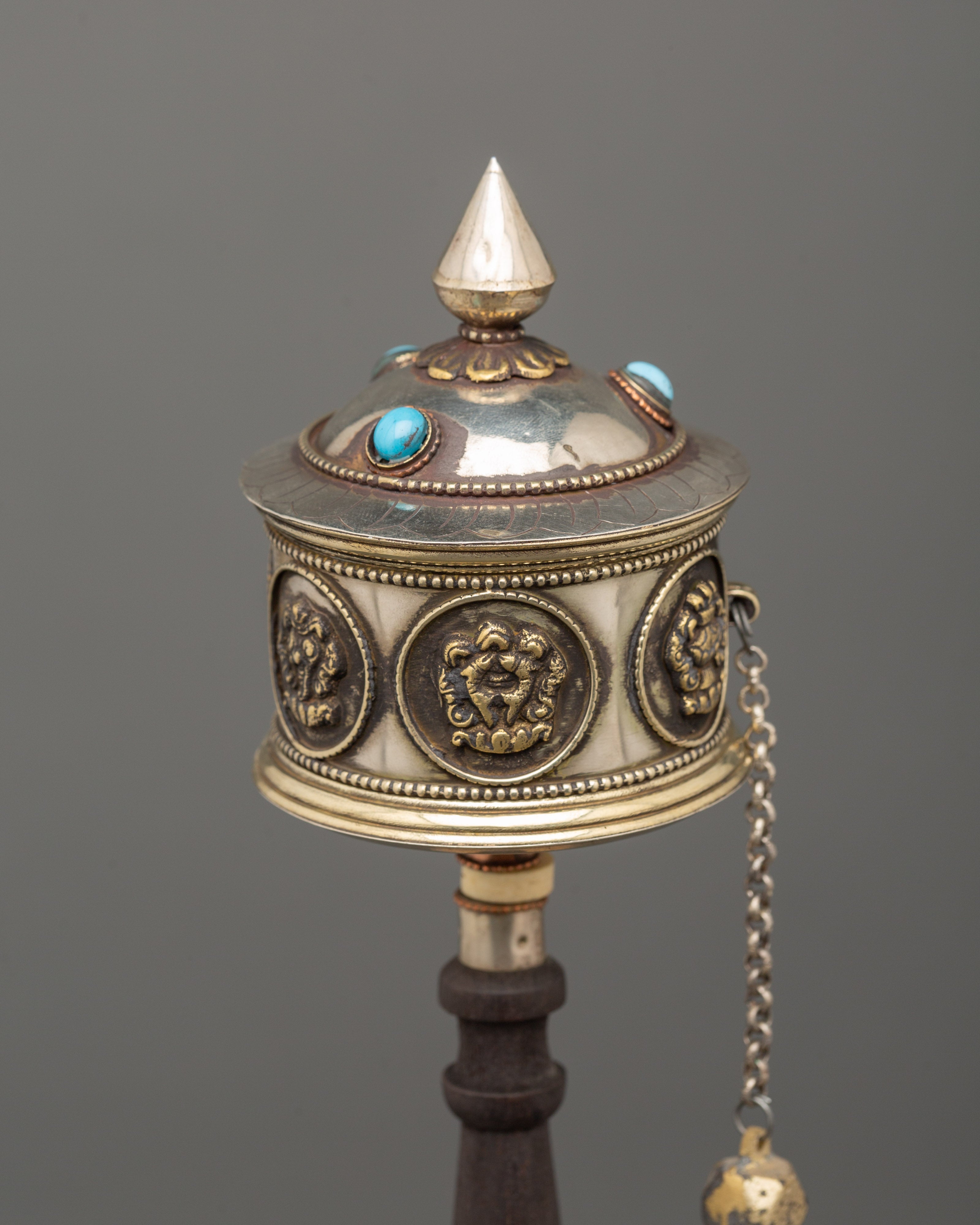 Tibetan Prayer Wheel with Auspicious Symbols | Sacred Religious Tool