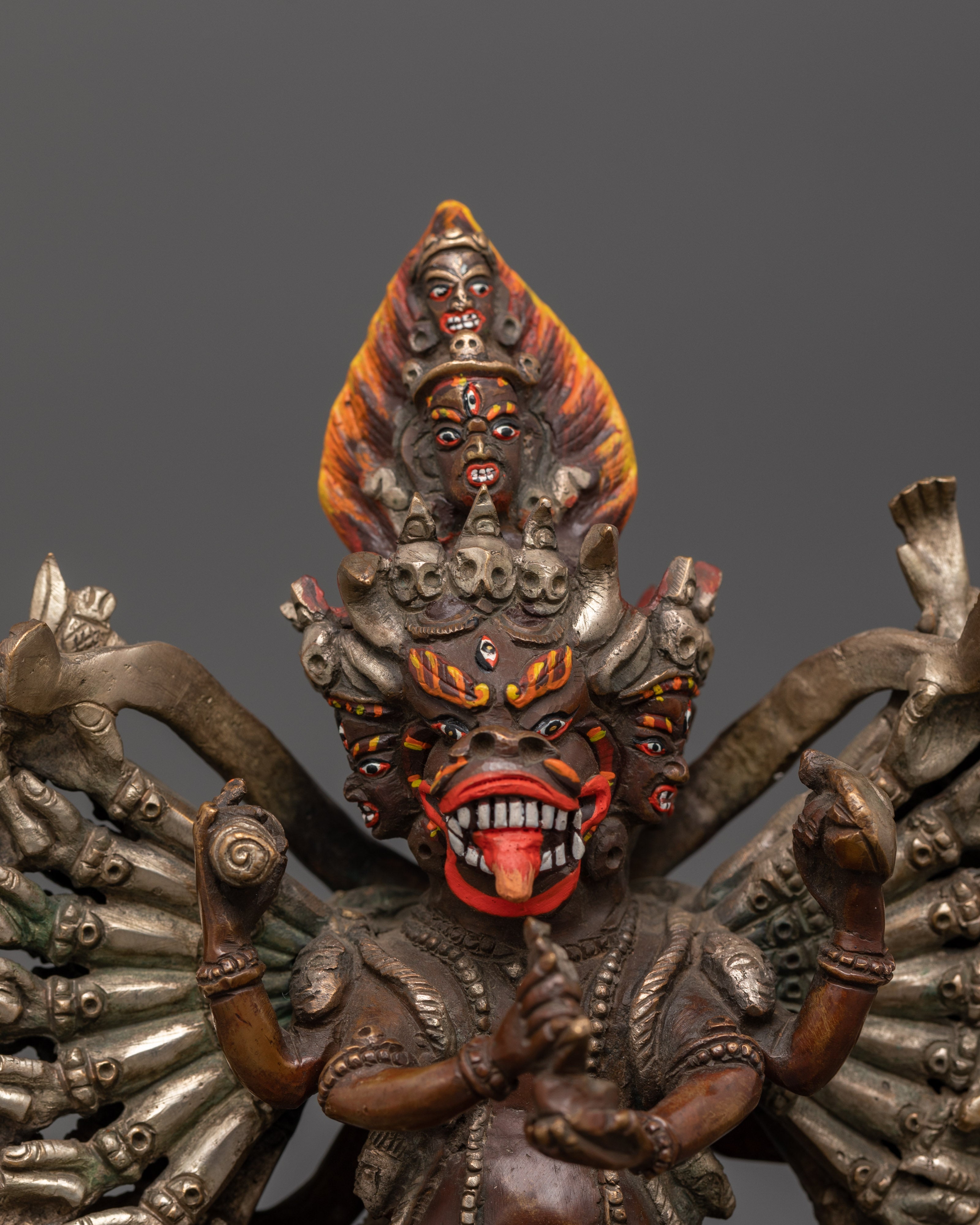 Silver-Plated Yamantaka Statue | Wrathful Buddhist Deity for Protection & Transformation