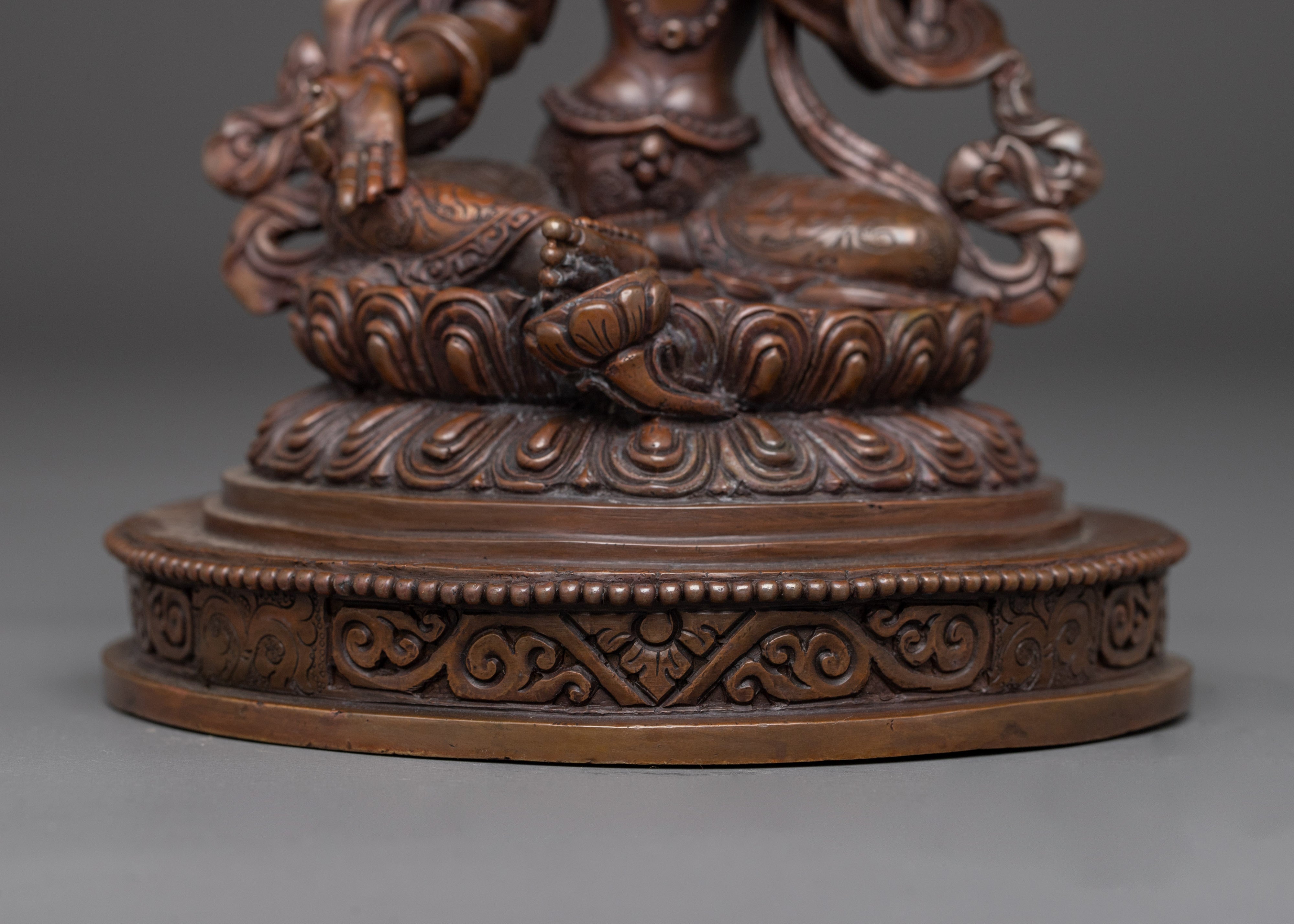 Oxidized Copper Statue of Green Tara | Shyama Tara - Mother of Liberation