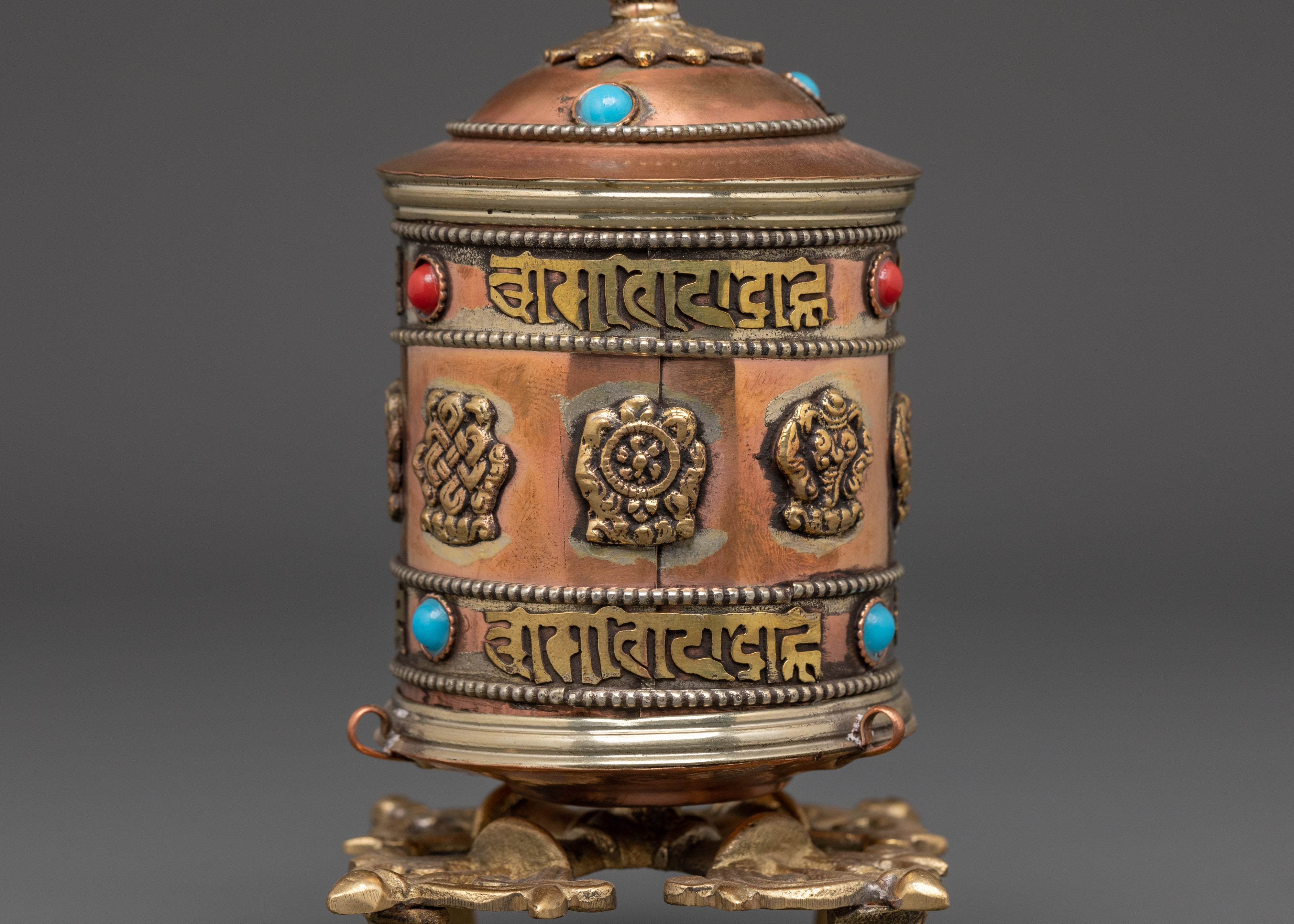 Handcrafted Brass Spiritual Prayer Wheel | Buddhist Meditation Artifact