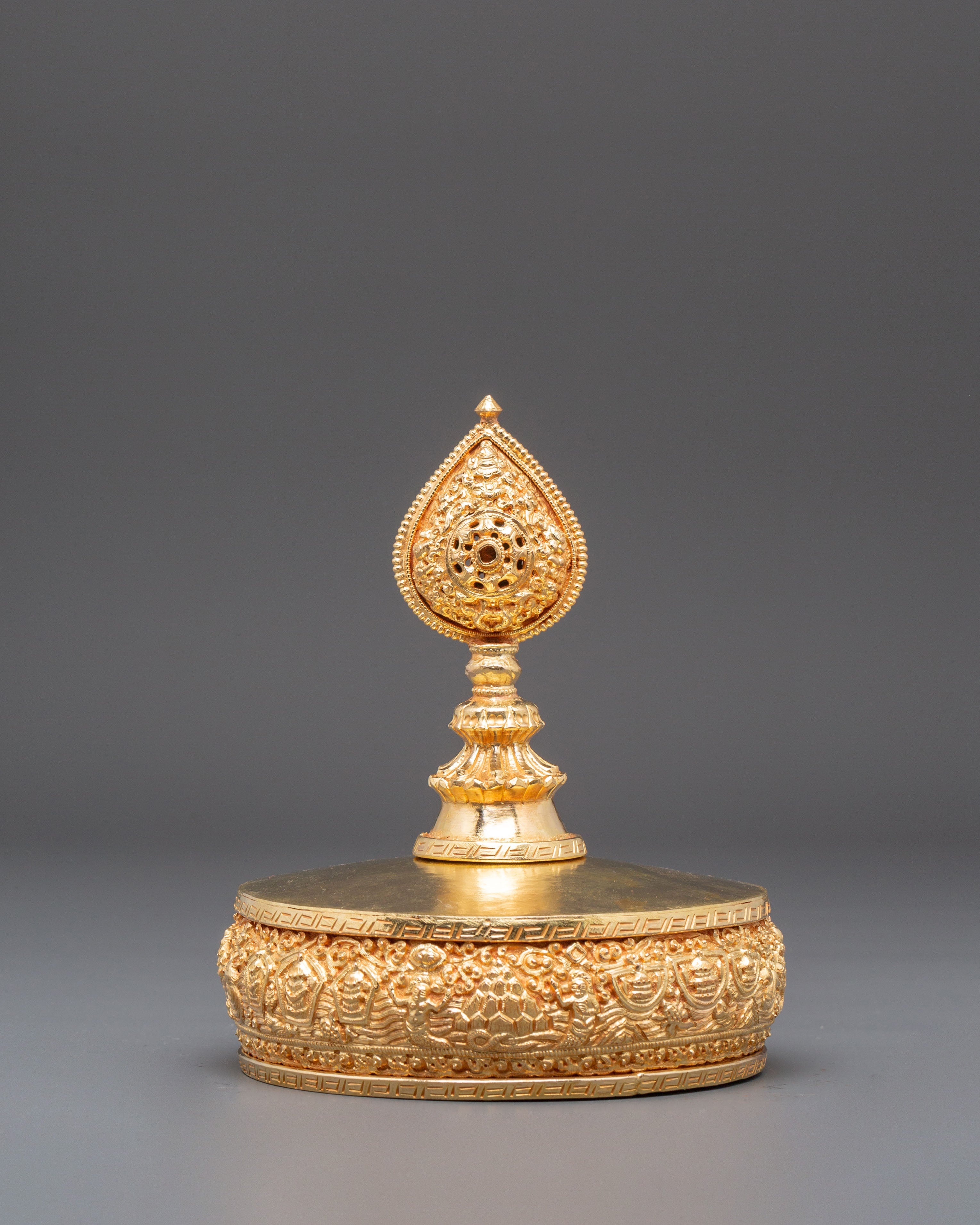 Handmade Gold Plated Mandala Offering Set | Tibetan Buddhist Altar Decor