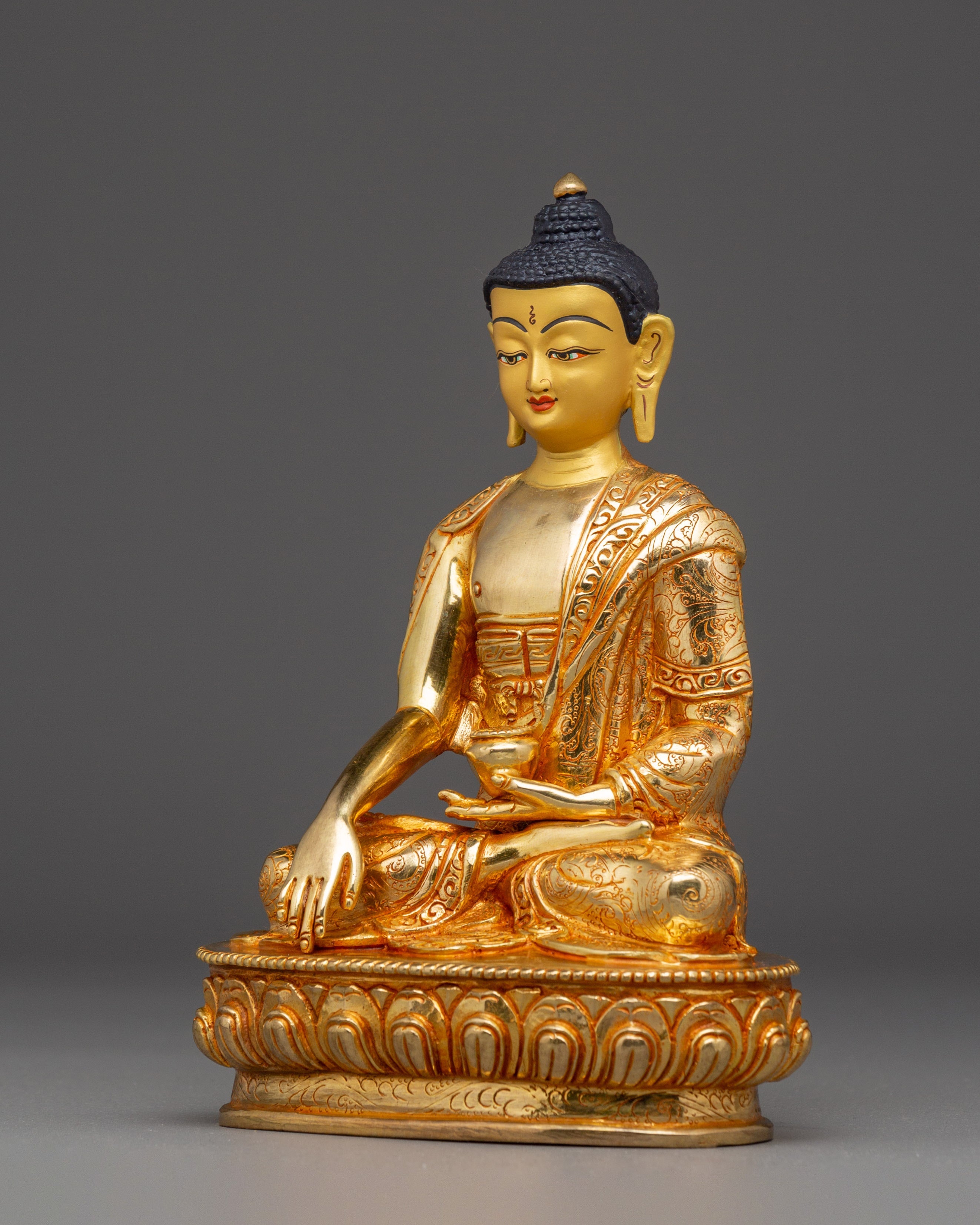 Handmade Gold Gilded Shakyamuni Buddha Statue | Tibetan Buddhist Art