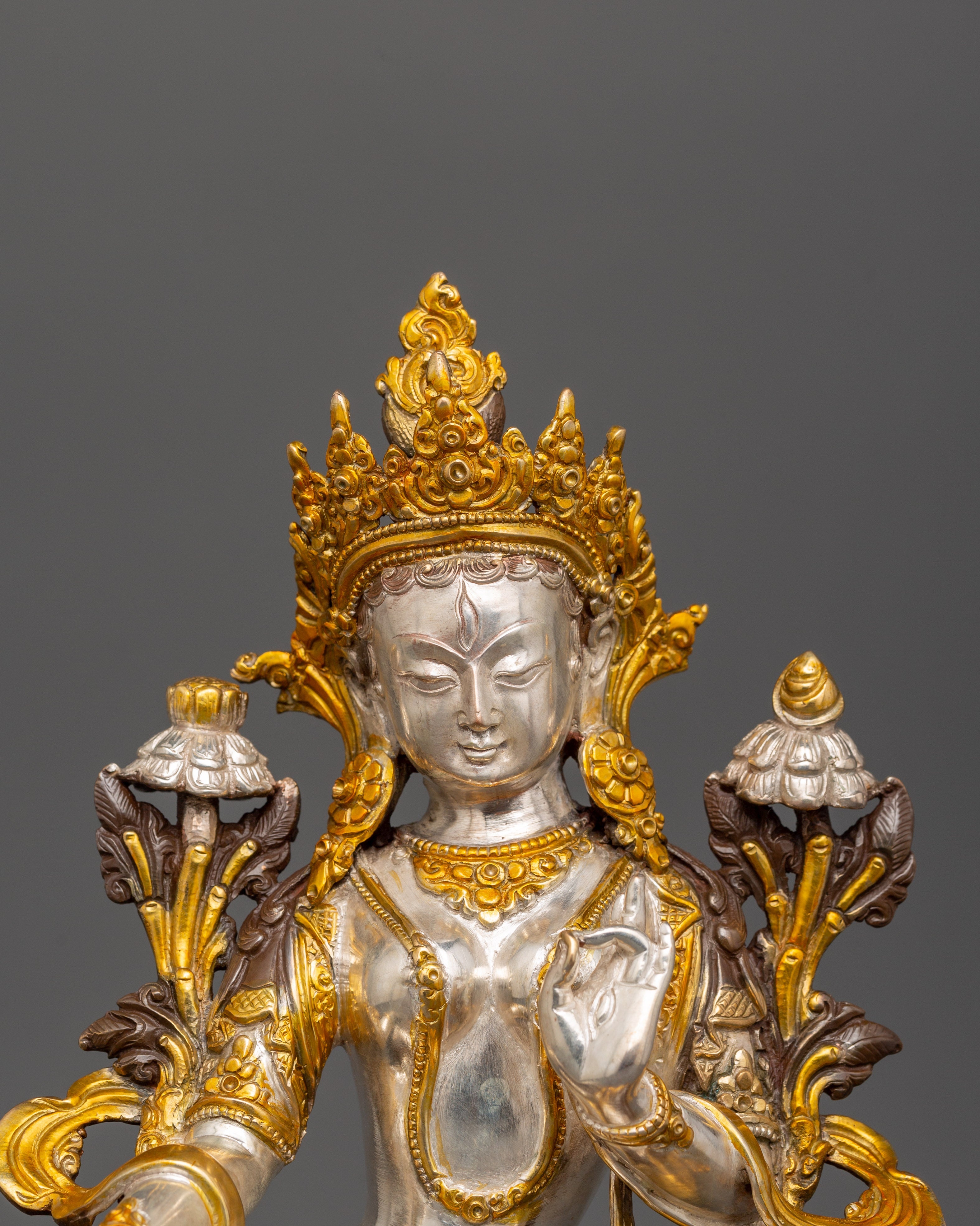 Silver Plated White Tara Statue | The Goddess of Healing