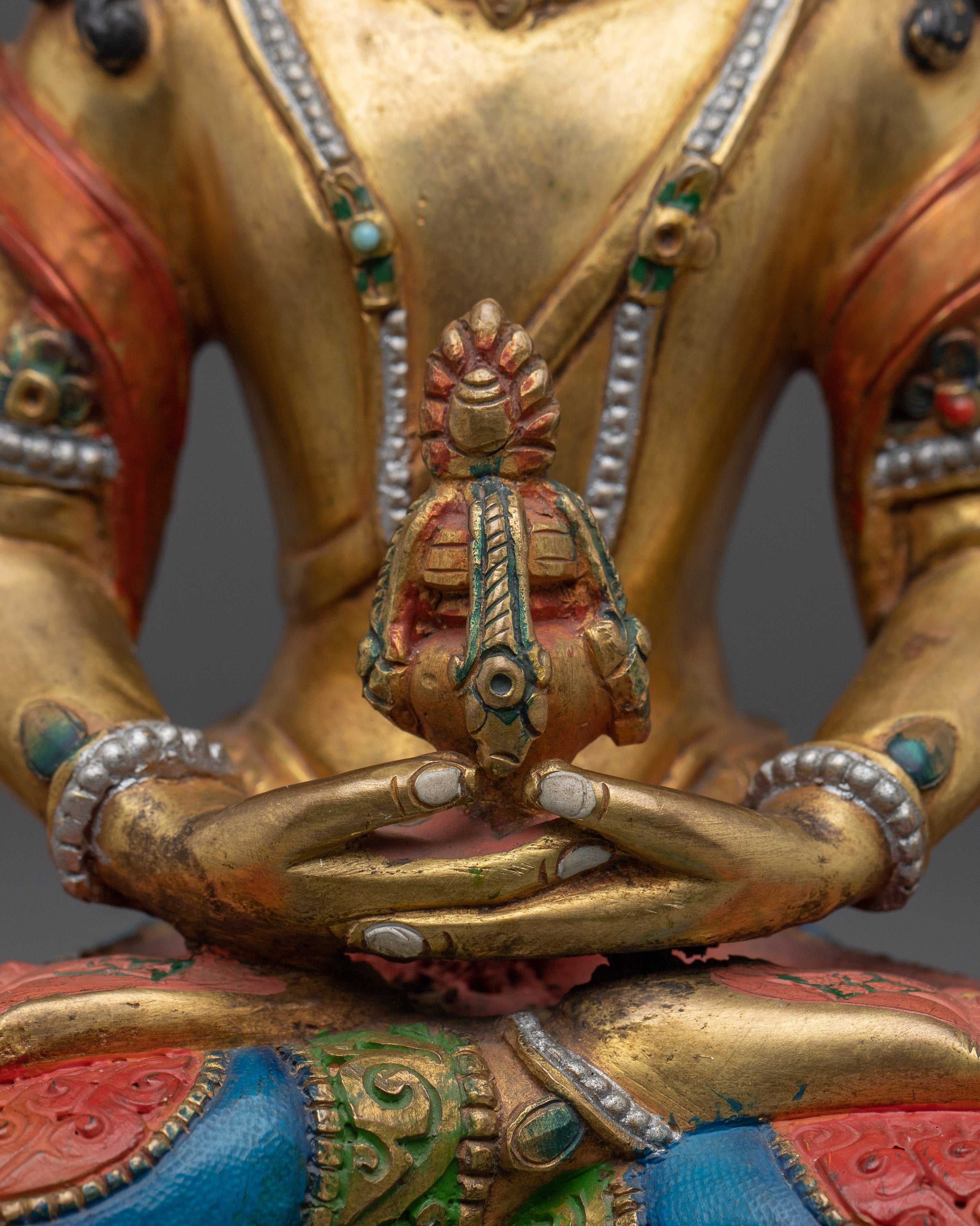 Colorful Amitayus Copper Statue | Buddhist Deity for Longevity