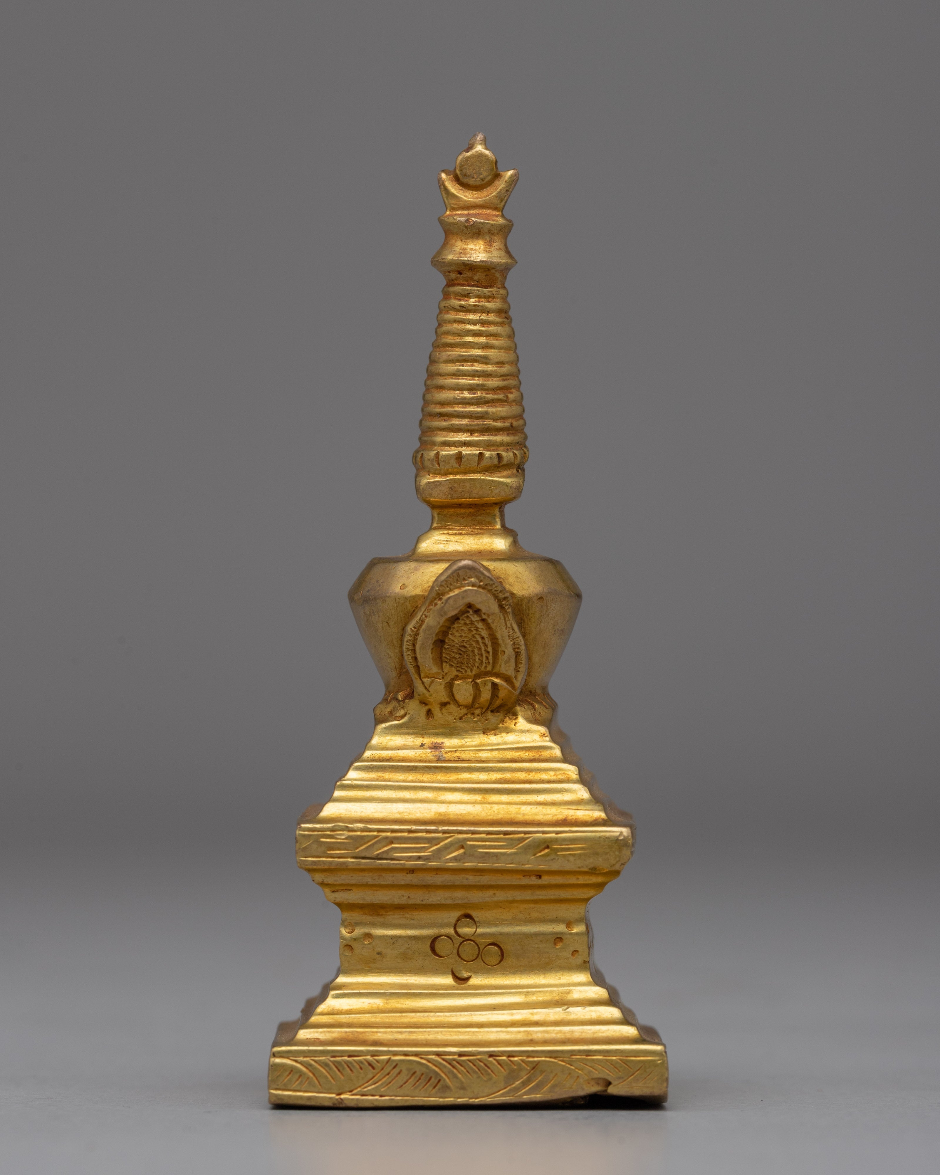 Elegant Gold-Plated Copper Stupa