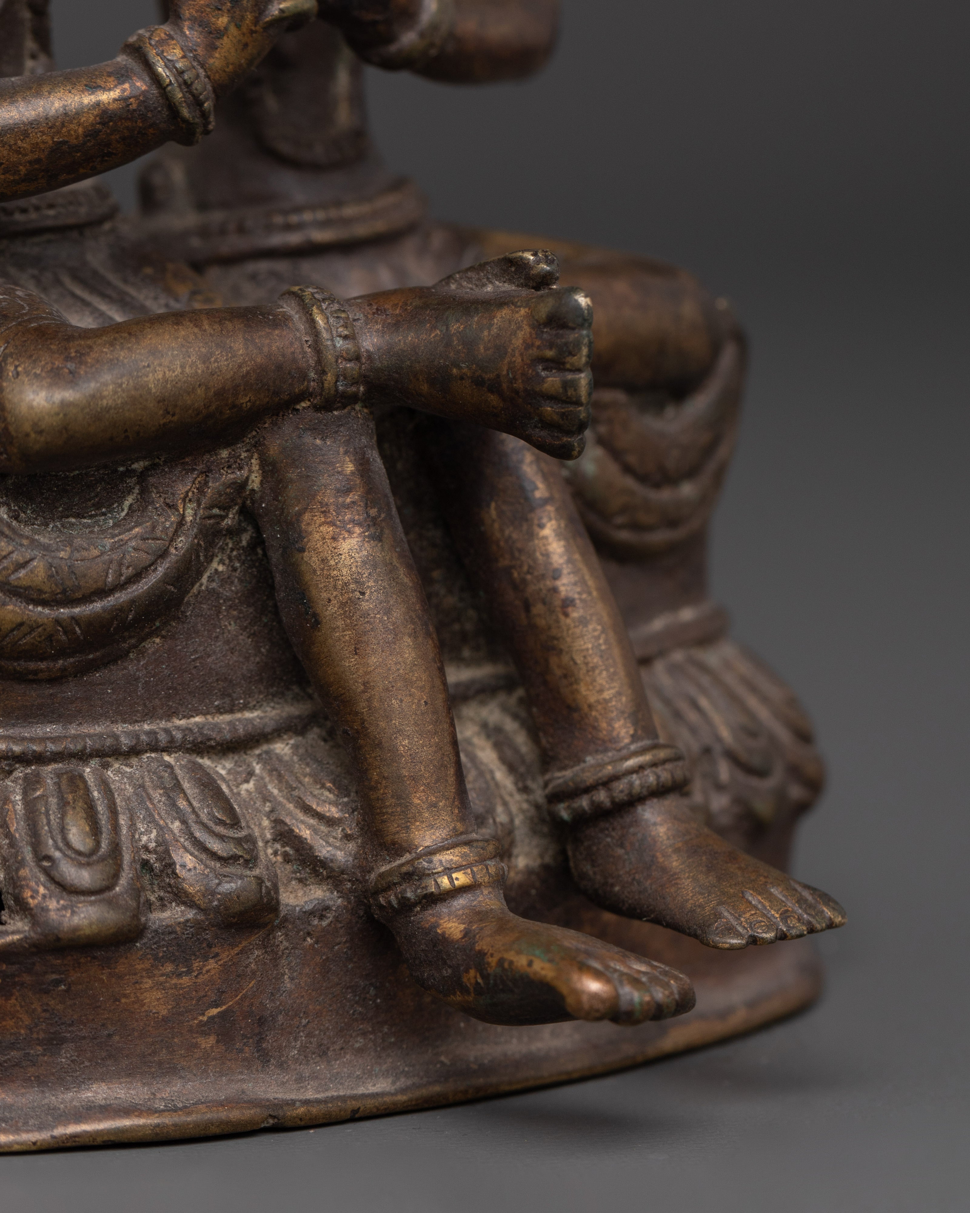 Vintage Bronze Shiva with Consort Statue for Altar & Sacred Decor