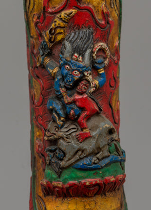 Yamantaka Buffalo Bone Apron Ornament | Tibetan Protector Deity Art