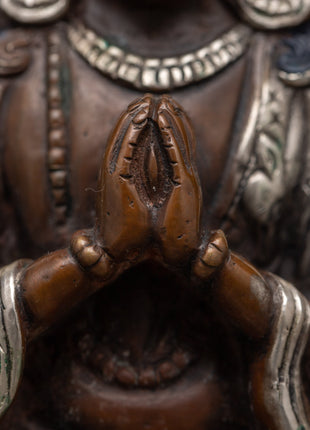 Chenrezig Oxidized Handmade Sculpture | Himalayan Sacred Shrine Artwork