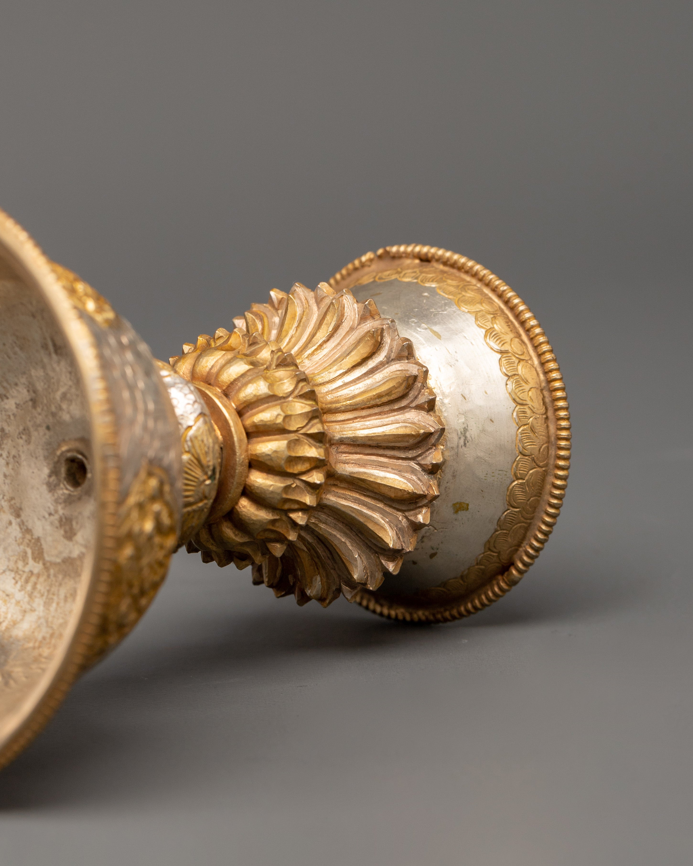 Gold-Plated Butter Lamp | A Sacred Offering for Enlightenment