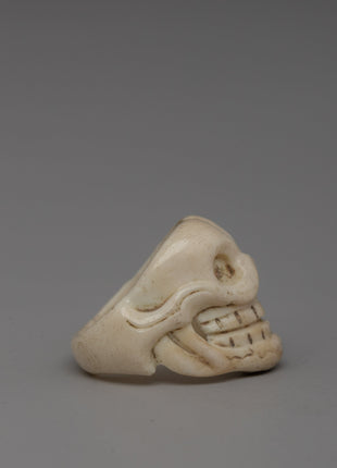 Ethically Sourced Buffalo Bone Ring with Unique Skull Design | Tribal-Inspired Fashion