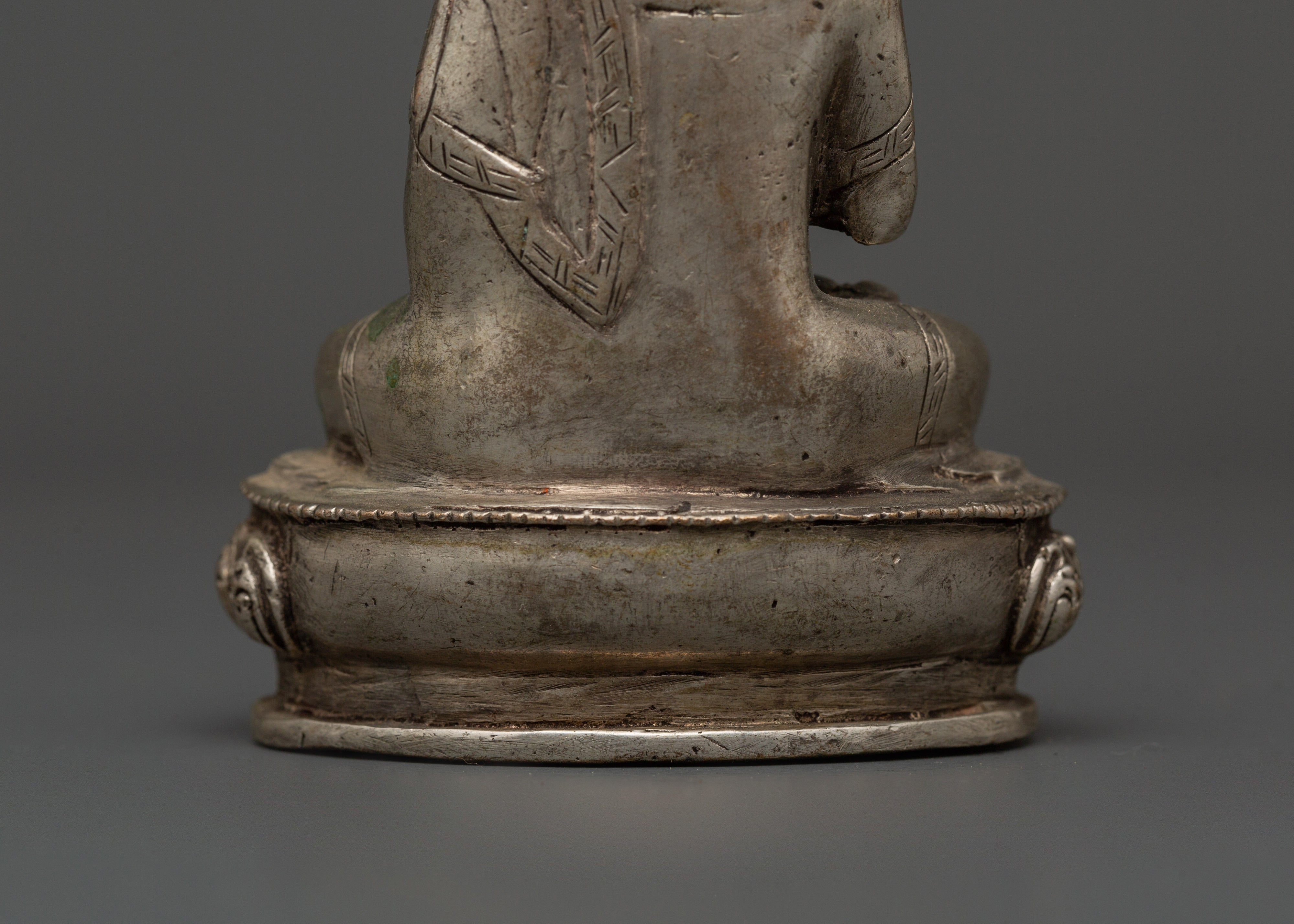 Handmade Amoghasiddhi Buddha Statue | Silver-Plated Copper Body