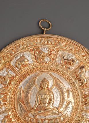 Buddha with 12 Zodiac Animals Wall hanging | Buddhist Himalayan Art for Sacred Space