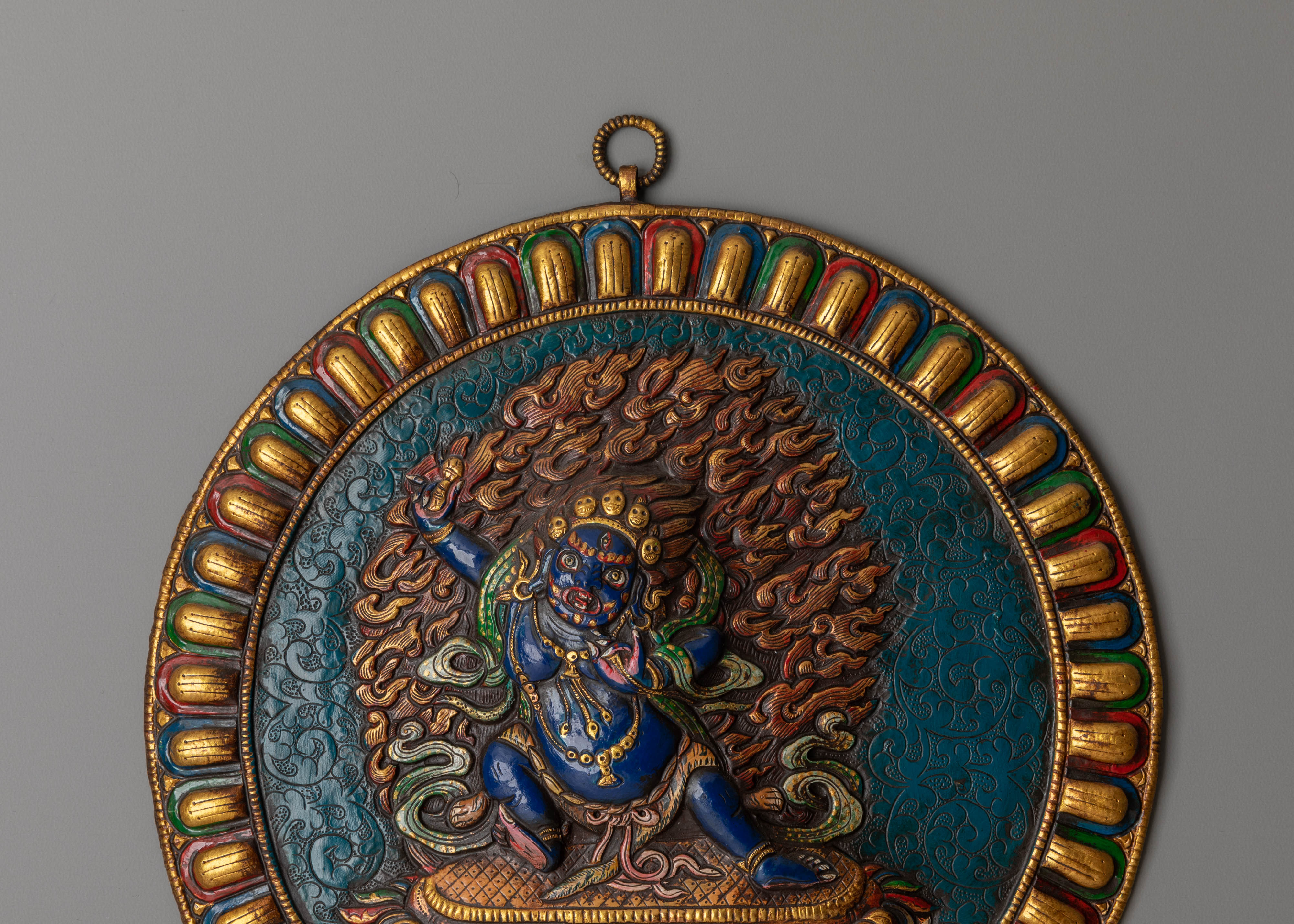 Himalayan Buddhist Wall Hanging | Vajrapani Copper Wall Art