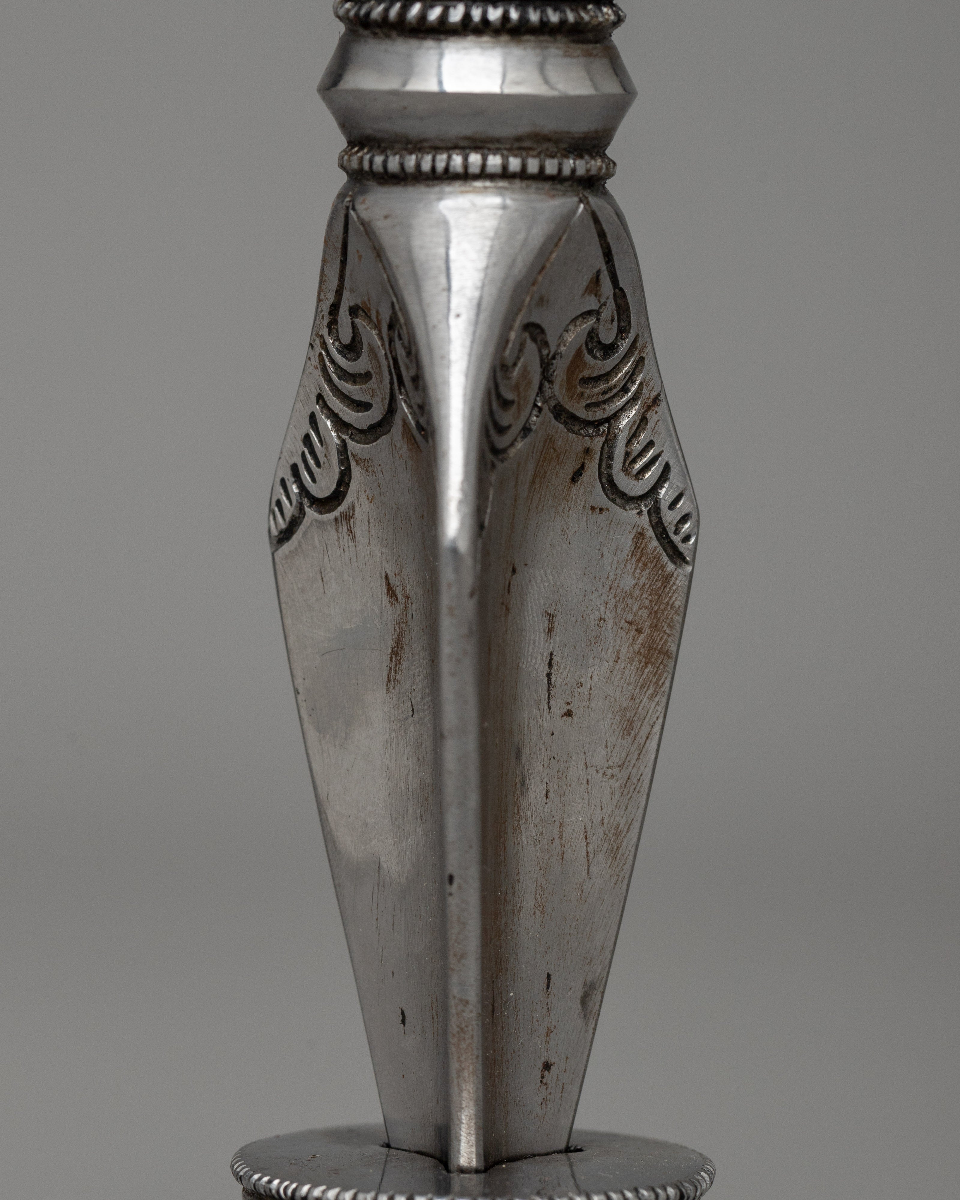 Hand-Carved Horse-Headed Iron Phurba for Ritual Practices |  Spiritual Transformation