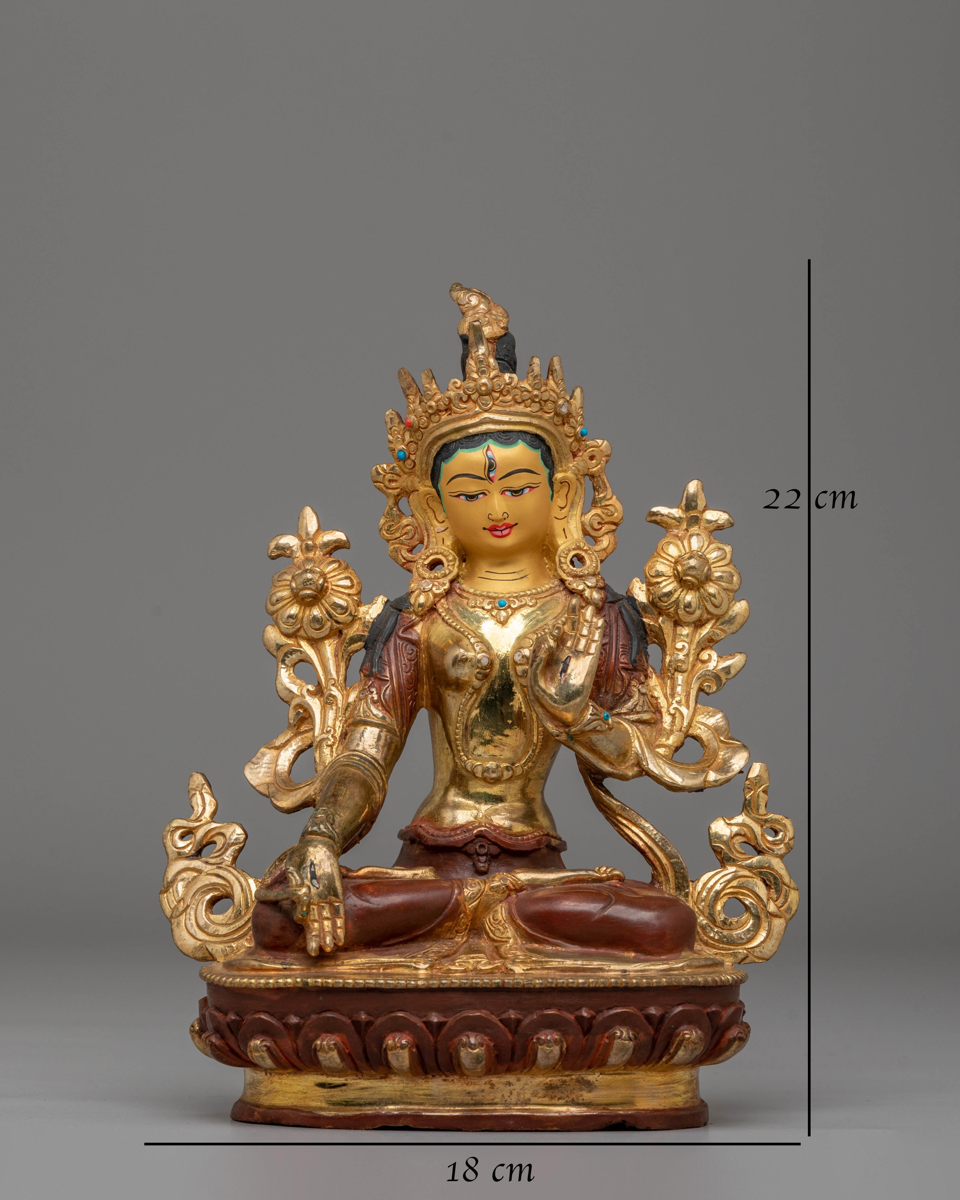 Traditional Tibetan Green Tara Statue | Handcrafted Goddess Sculpture for Meditation