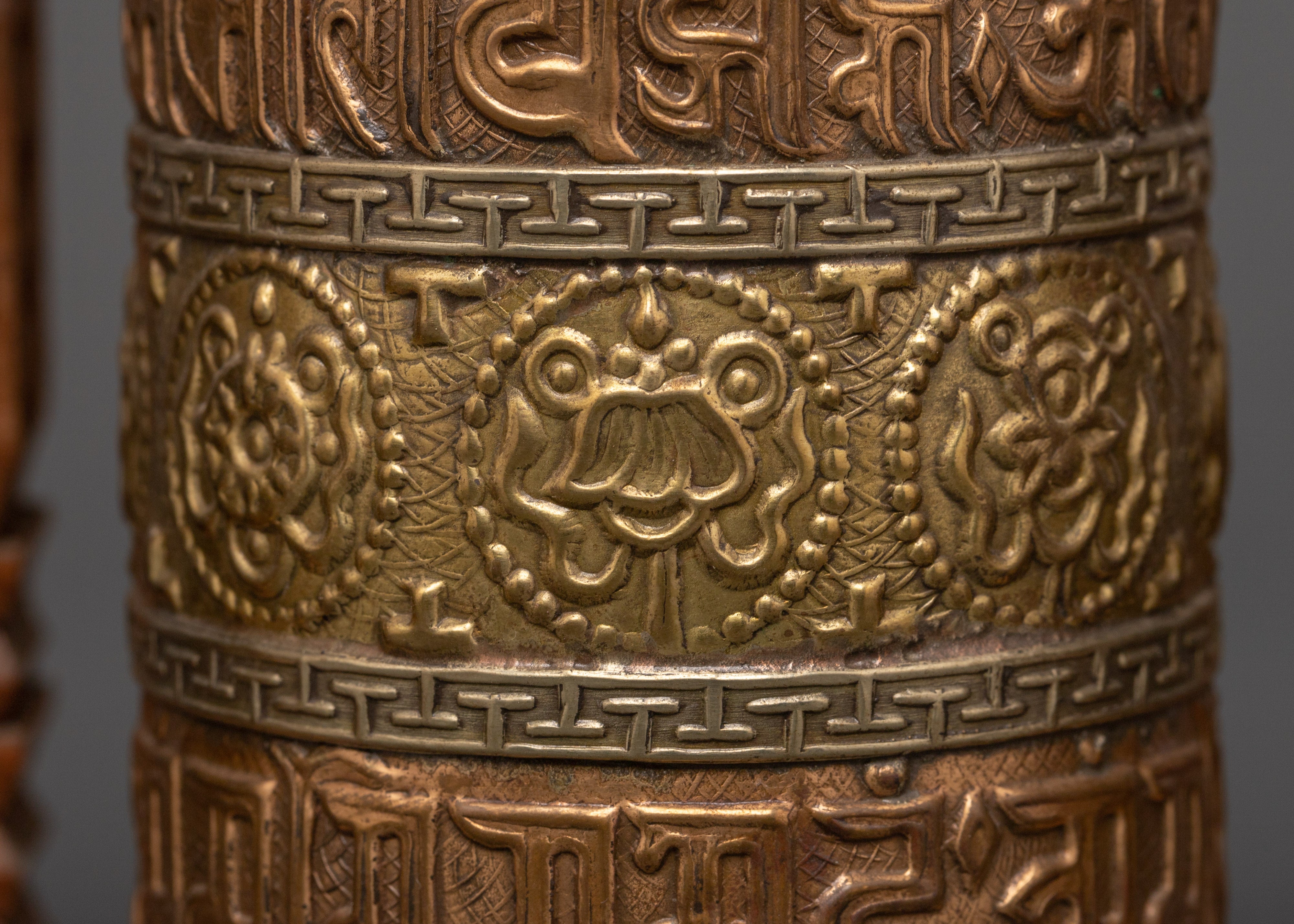 Set of 5 Handcrafted Brass Tibetan Prayer Wheels | Sacred Mantra Spinners