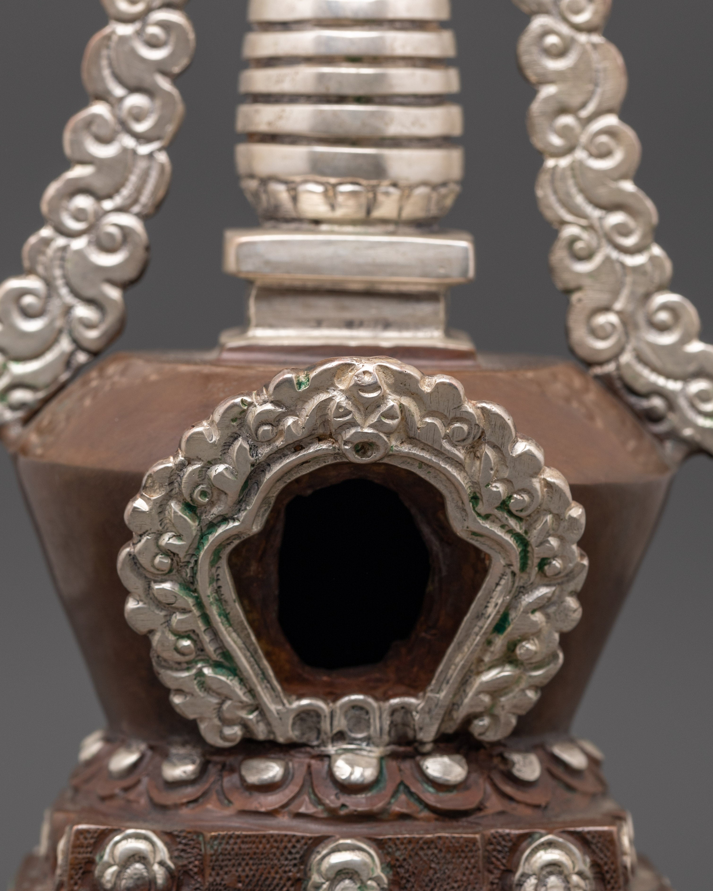 Handmade Silver Plated Buddhist Stupa | Spiritual Altar Decor