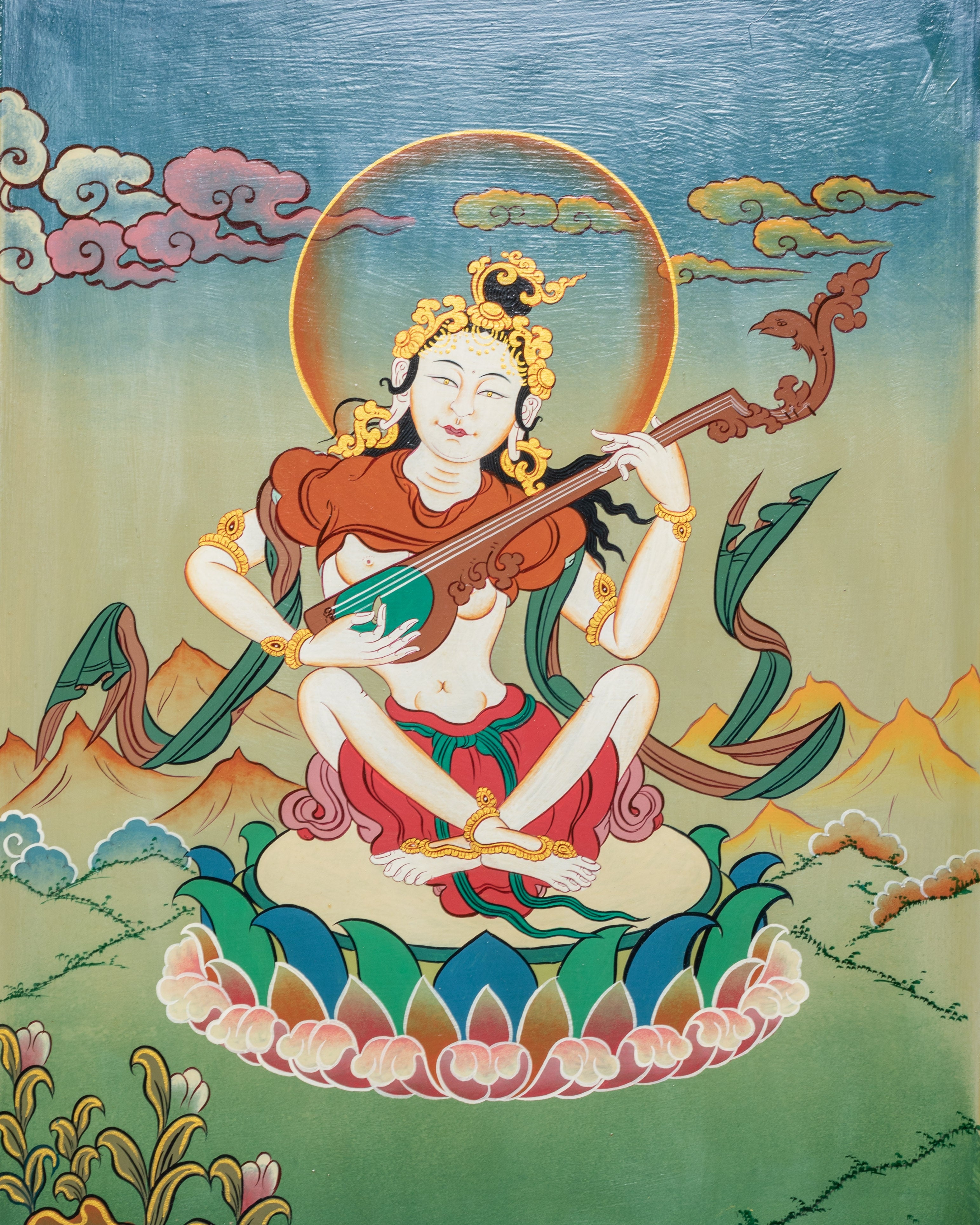 Handmade Saraswati Wall Hanging | Goddess of Music