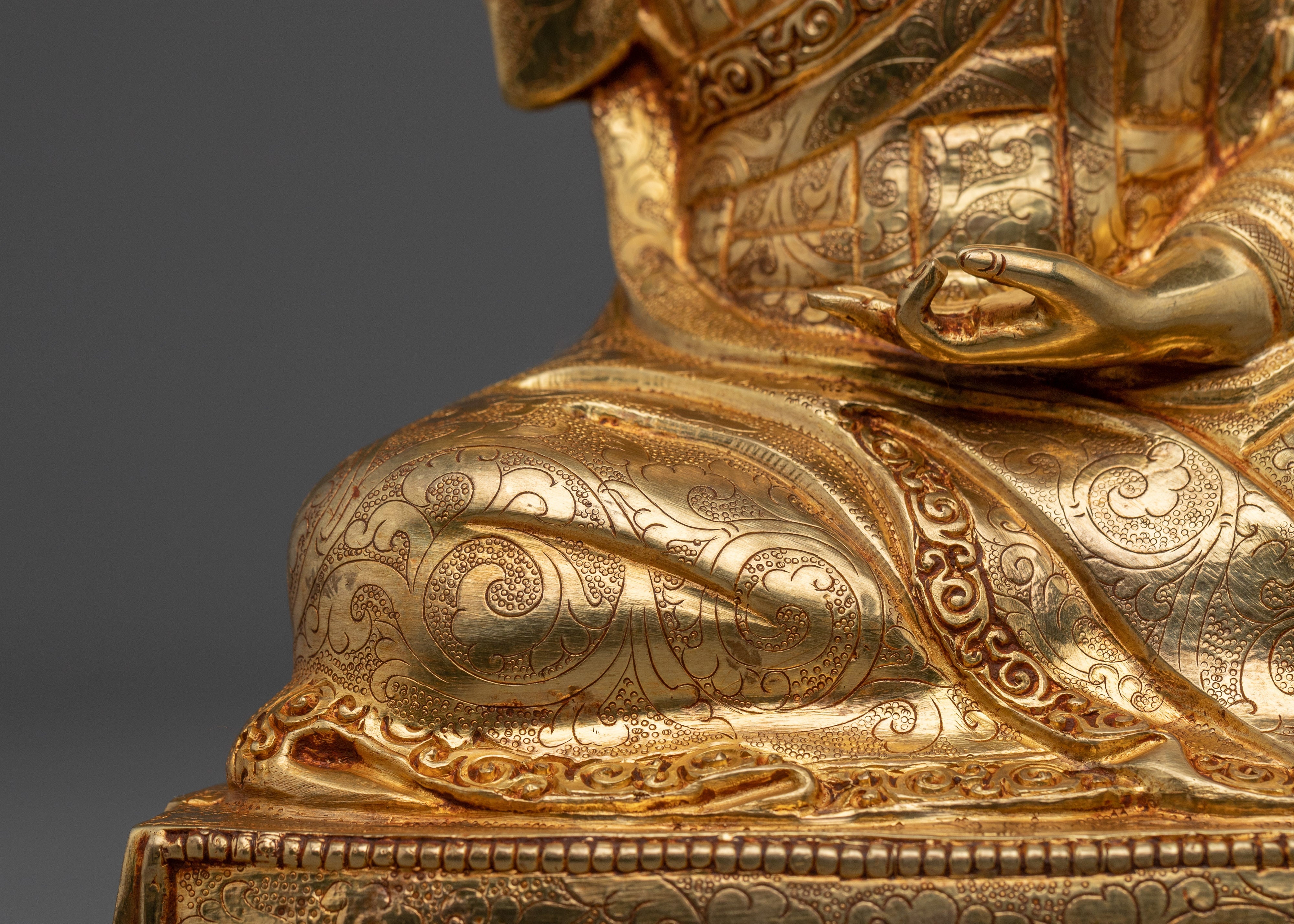 Handcrafted 24K Gold Gilded Karmapa Statue | Tibetan shrine or spiritual meditation altar