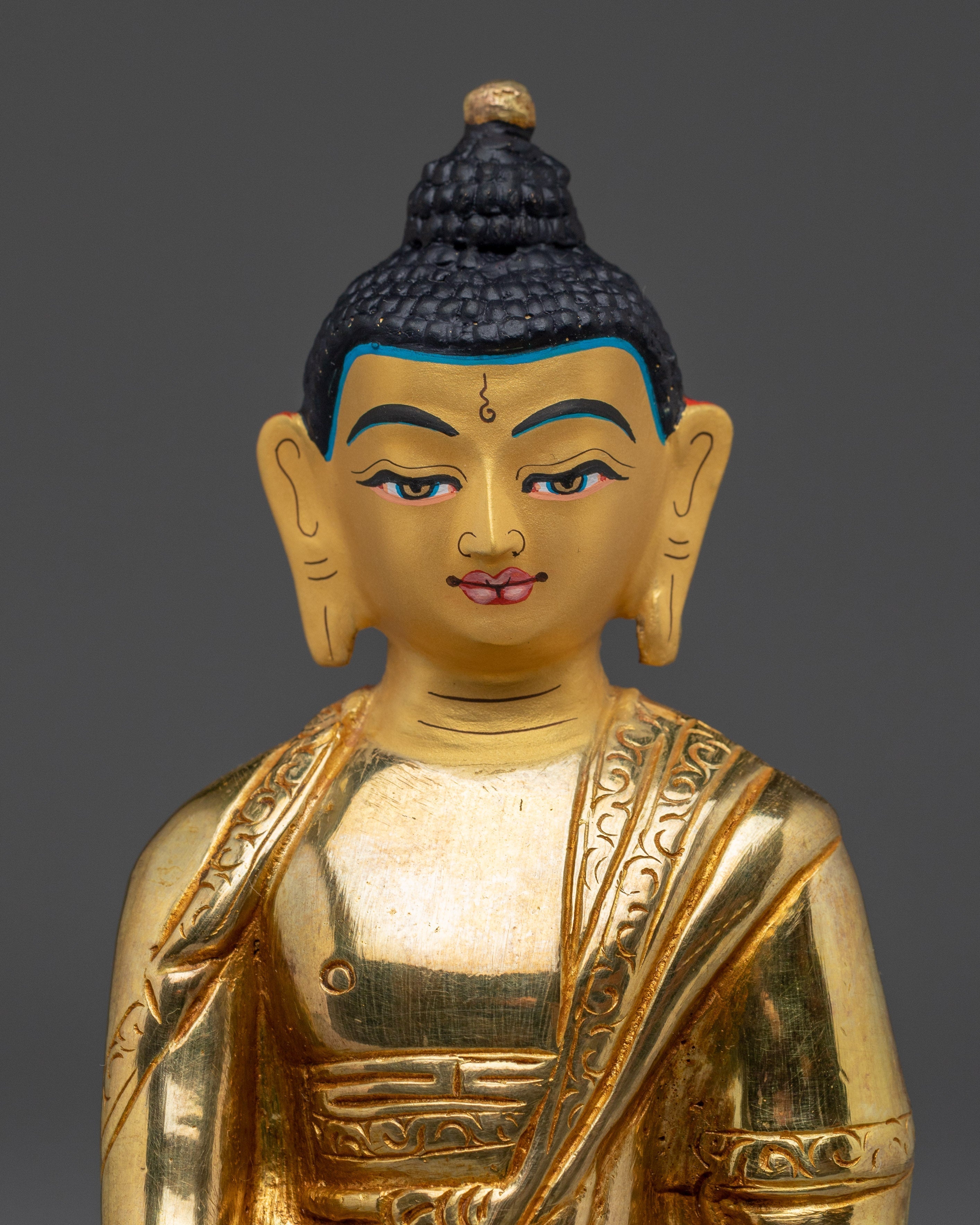 Shakyamuni Buddha Enlightened Presence Statue | 24K Gold Gilded Buddhist Sculpture