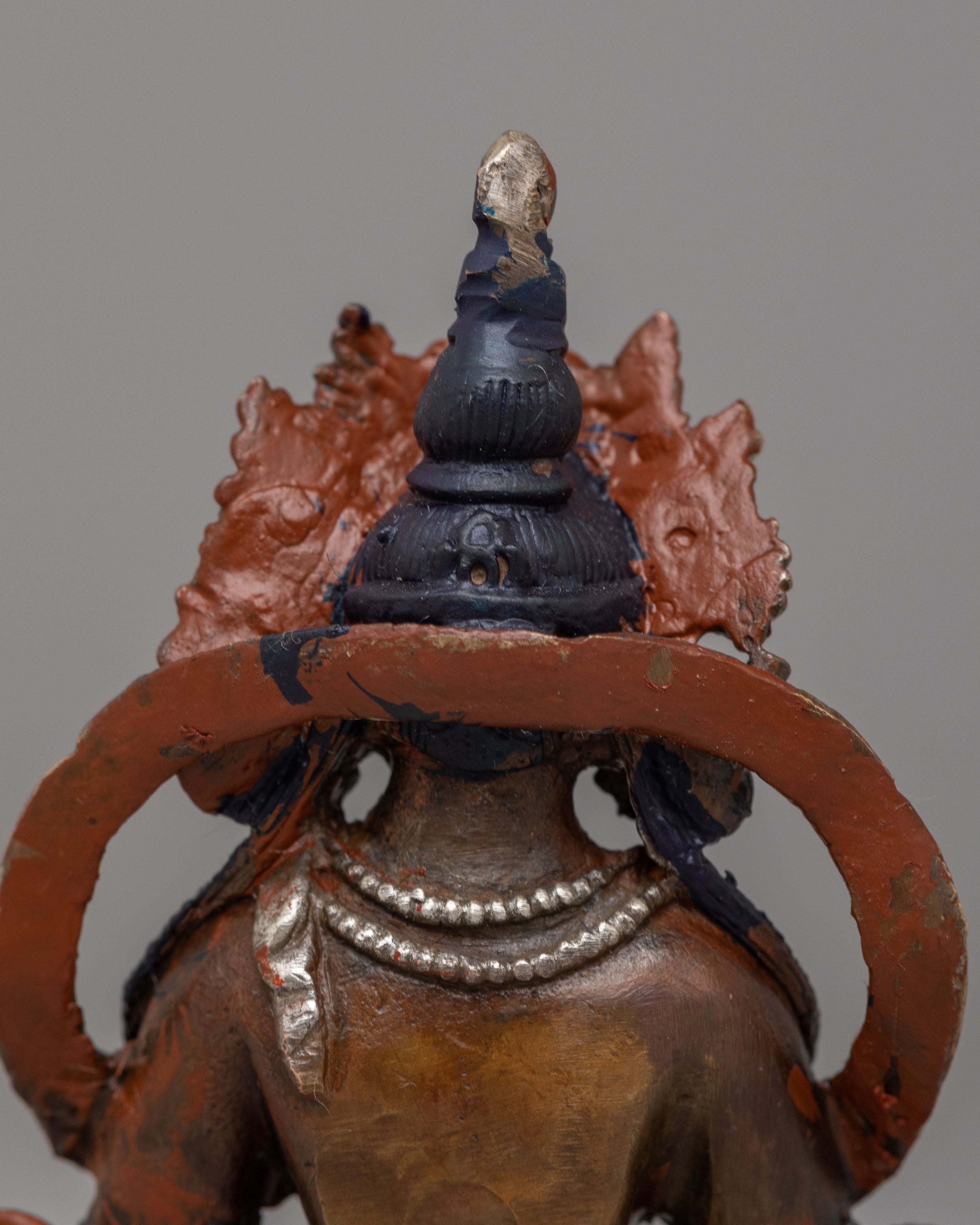 Traditional Amitayus Buddha Longevity Statue | Oxidized Copper Body with Silver Plating