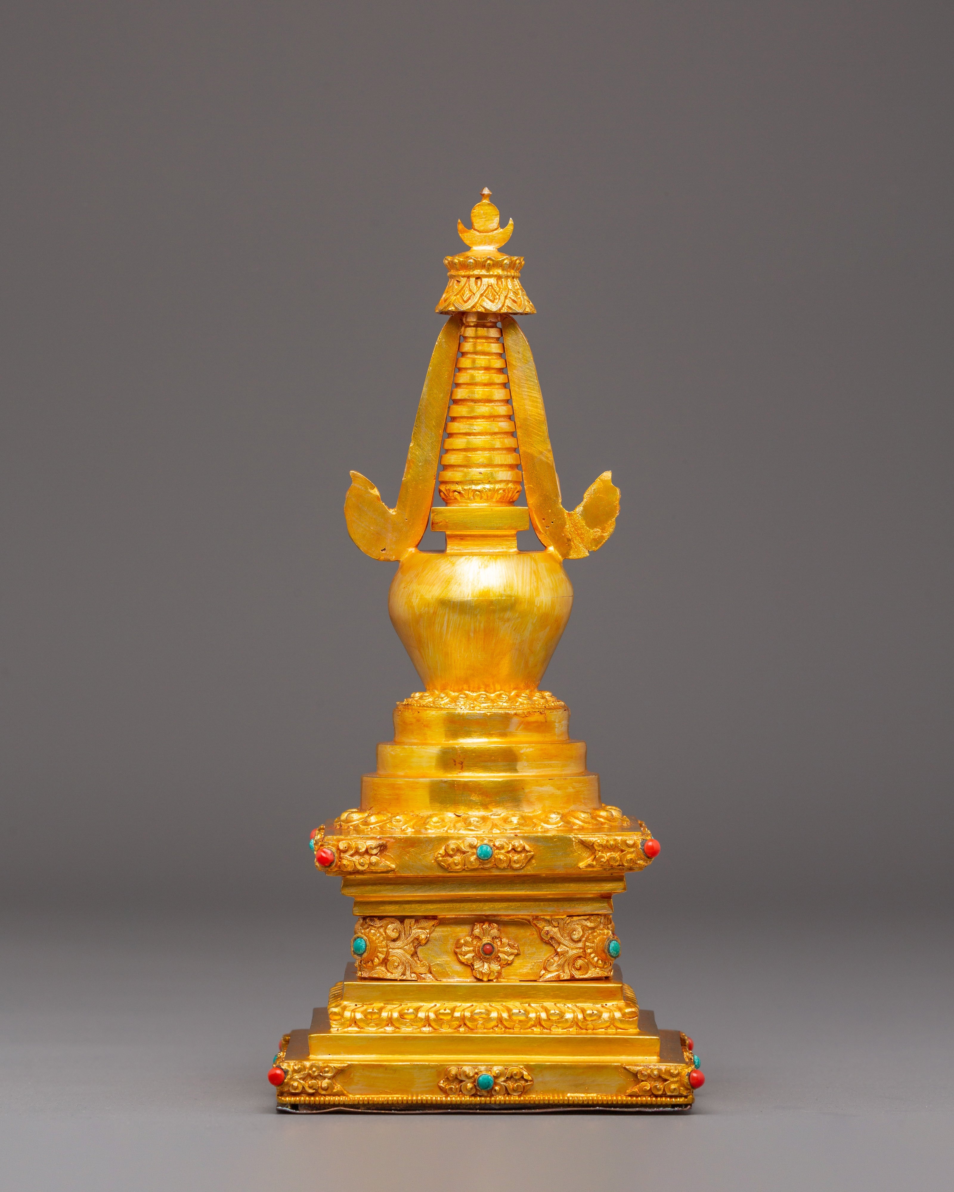 Golden Stupa for Altar | Tibetan Buddhist Stupa for Meditation