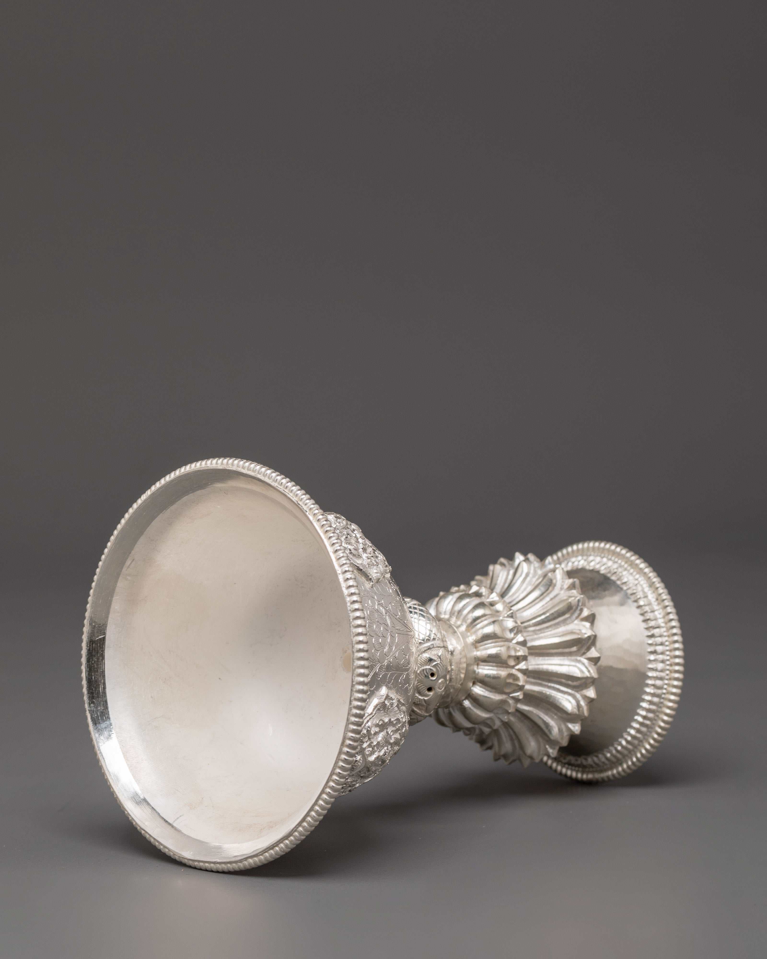 Handcrafted Silver Butter Lamp | Buddhist Light Offering Tool