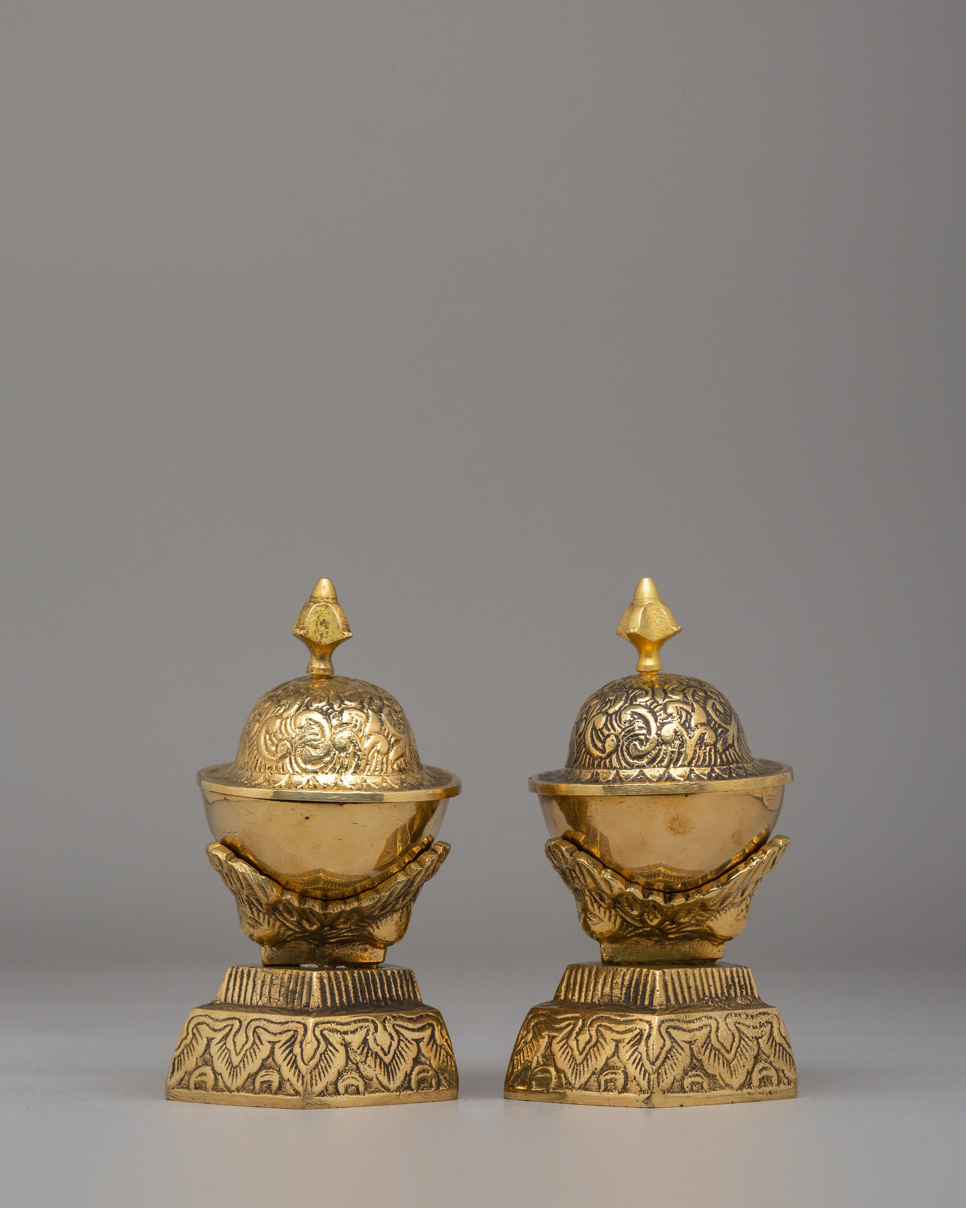Handcrafted Kapala Set for Buddhist Rituals | Tibetan Brass Skull Cups