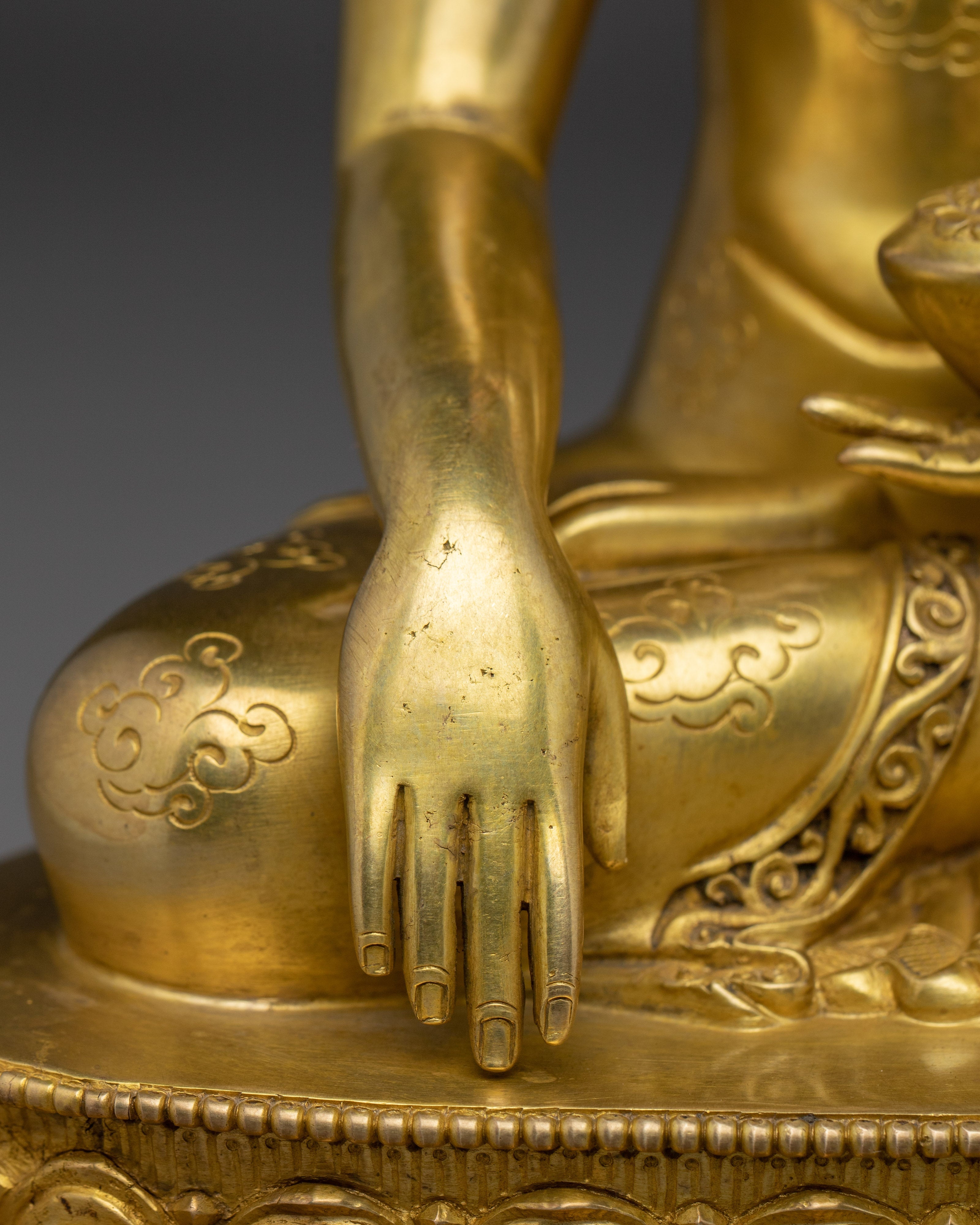 Golden Shakyamuni Buddha - The Enlightened One | Traditionally 24K Gold Gilded Statue