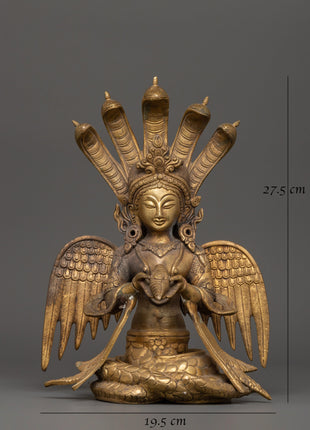 Handcrafted brass Naagkanya statue | Sacred Brass Home Altar Decor