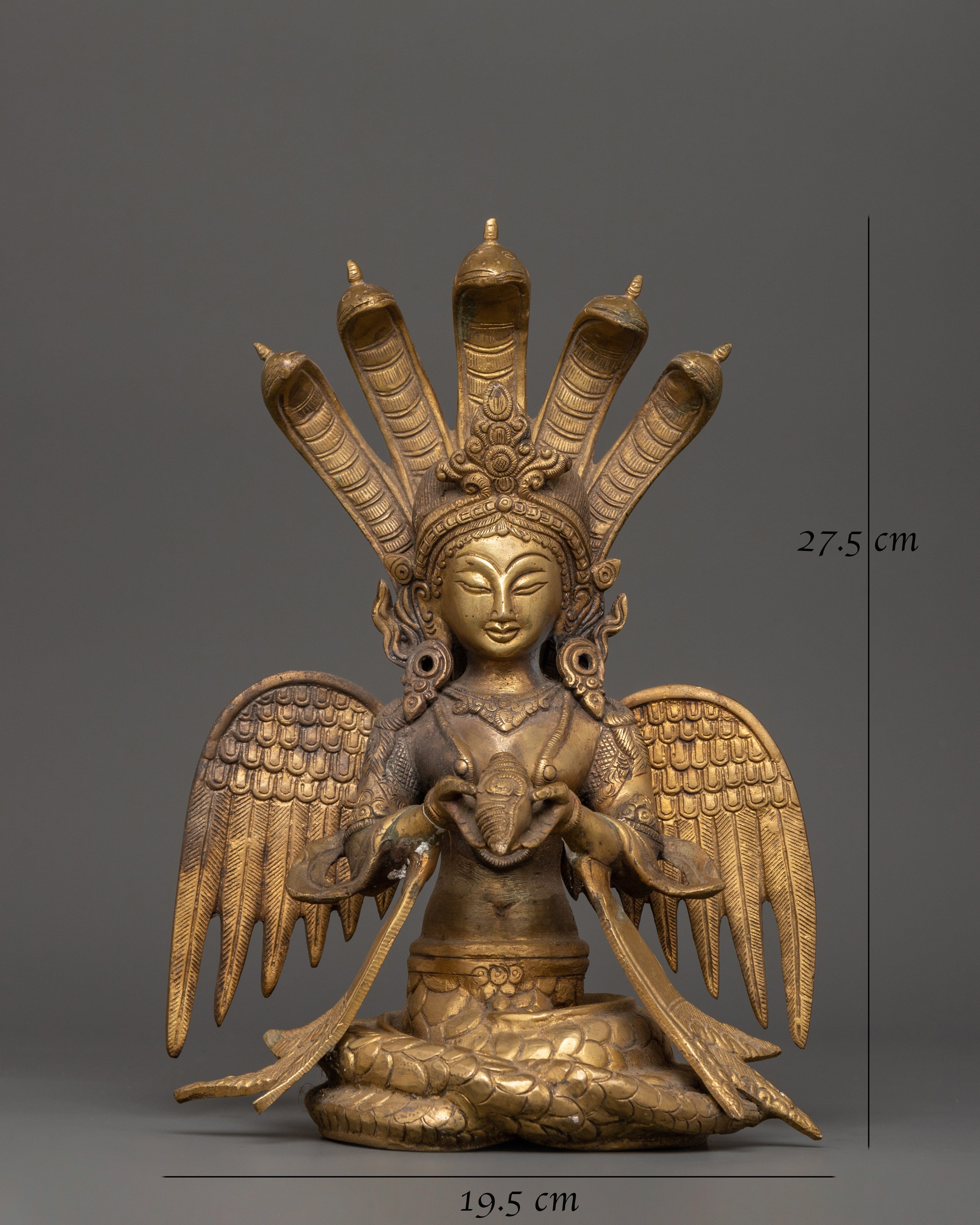 Handcrafted brass Naagkanya statue | Sacred Brass Home Altar Decor